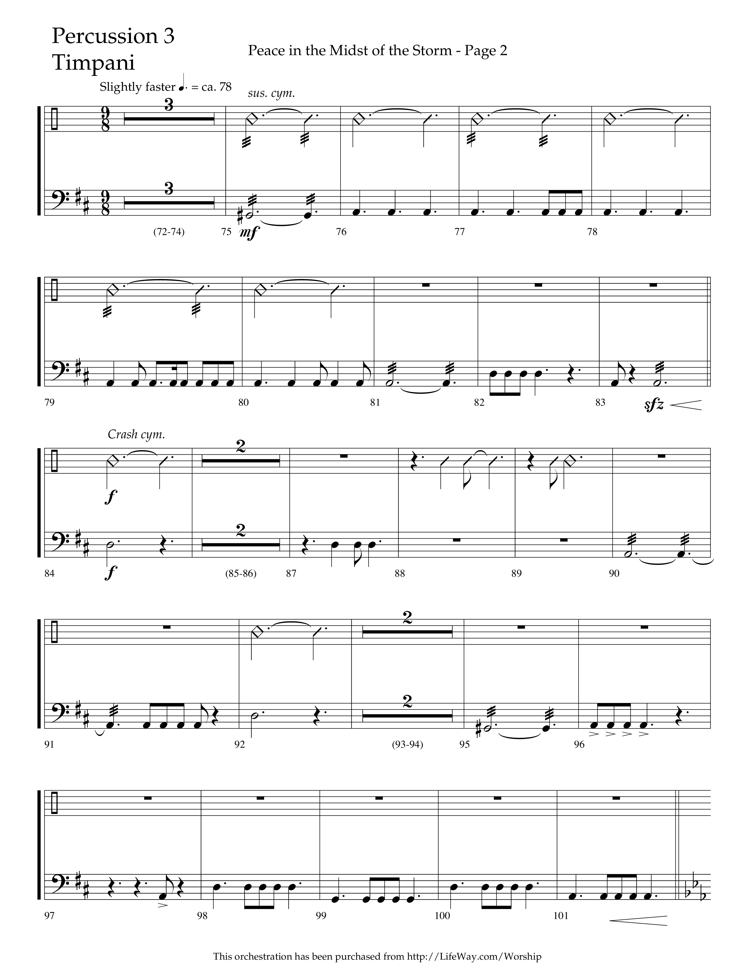 Peace In The Midst Of The Storm (Choral Anthem SATB) Percussion (Lifeway Choral / Arr. David T. Clydesdale)
