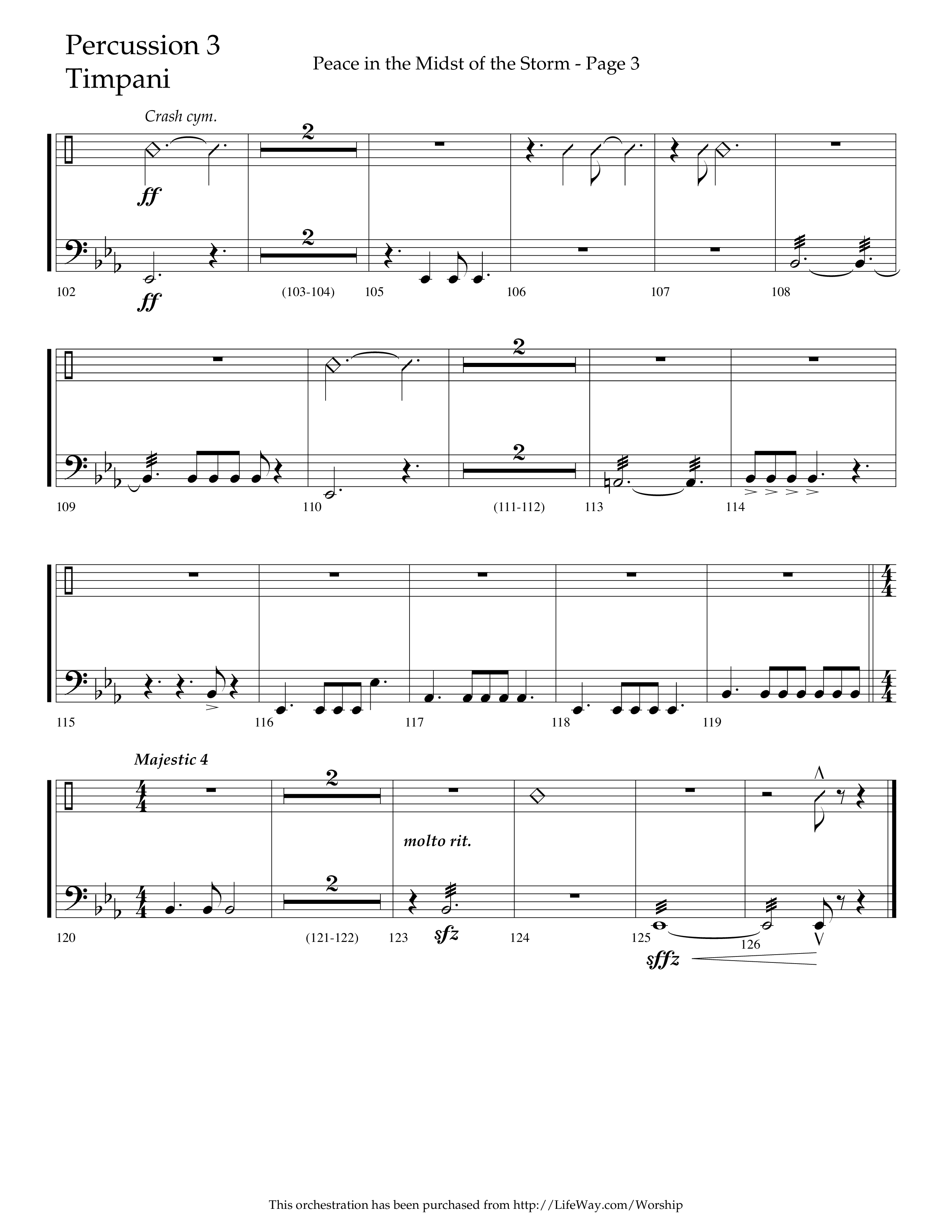 Peace In The Midst Of The Storm (Choral Anthem SATB) Percussion (Lifeway Choral / Arr. David T. Clydesdale)