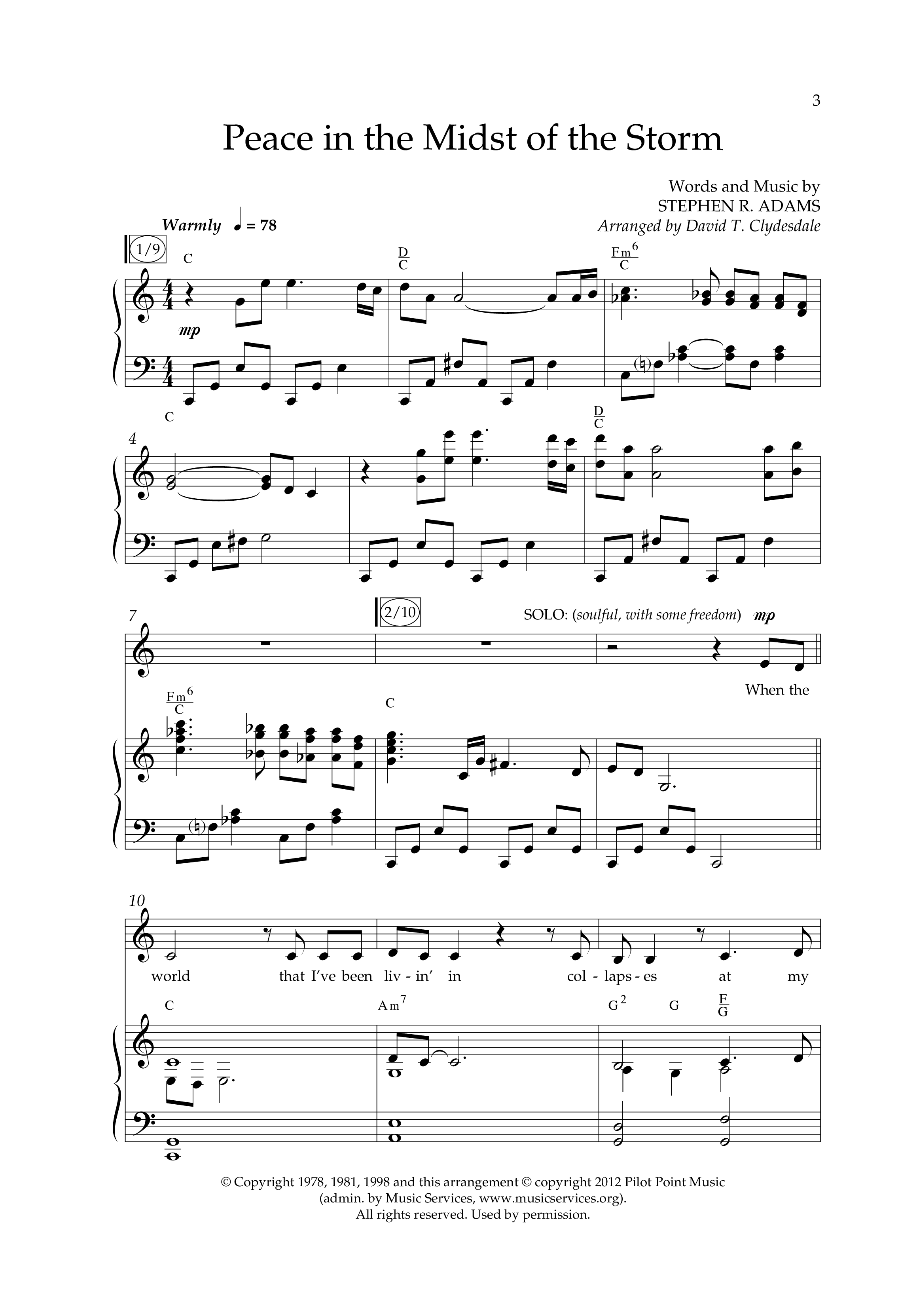 Peace In The Midst Of The Storm (Choral Anthem SATB) Anthem (SATB/Piano) (Lifeway Choral / Arr. David T. Clydesdale)