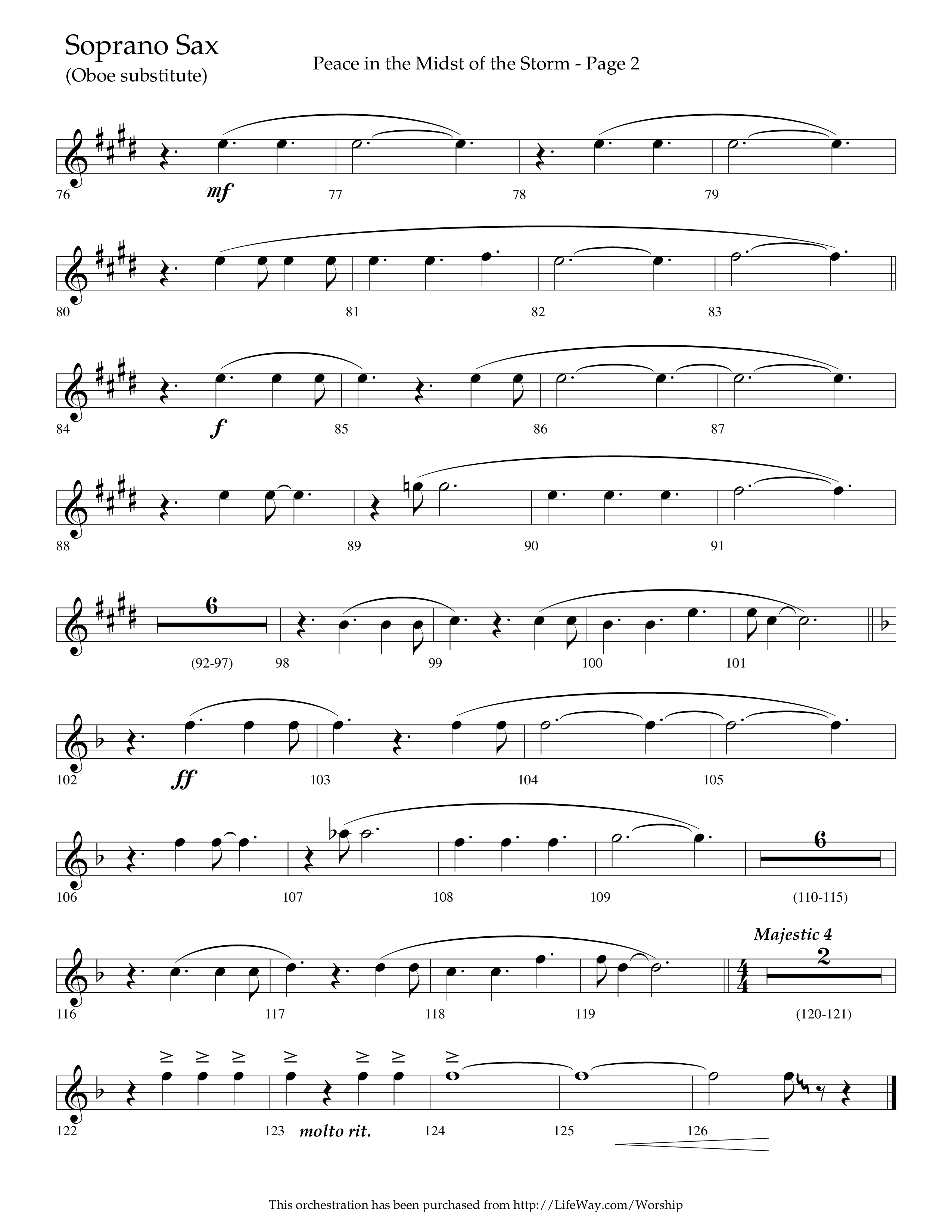 Peace In The Midst Of The Storm (Choral Anthem SATB) Soprano Sax (Lifeway Choral / Arr. David T. Clydesdale)