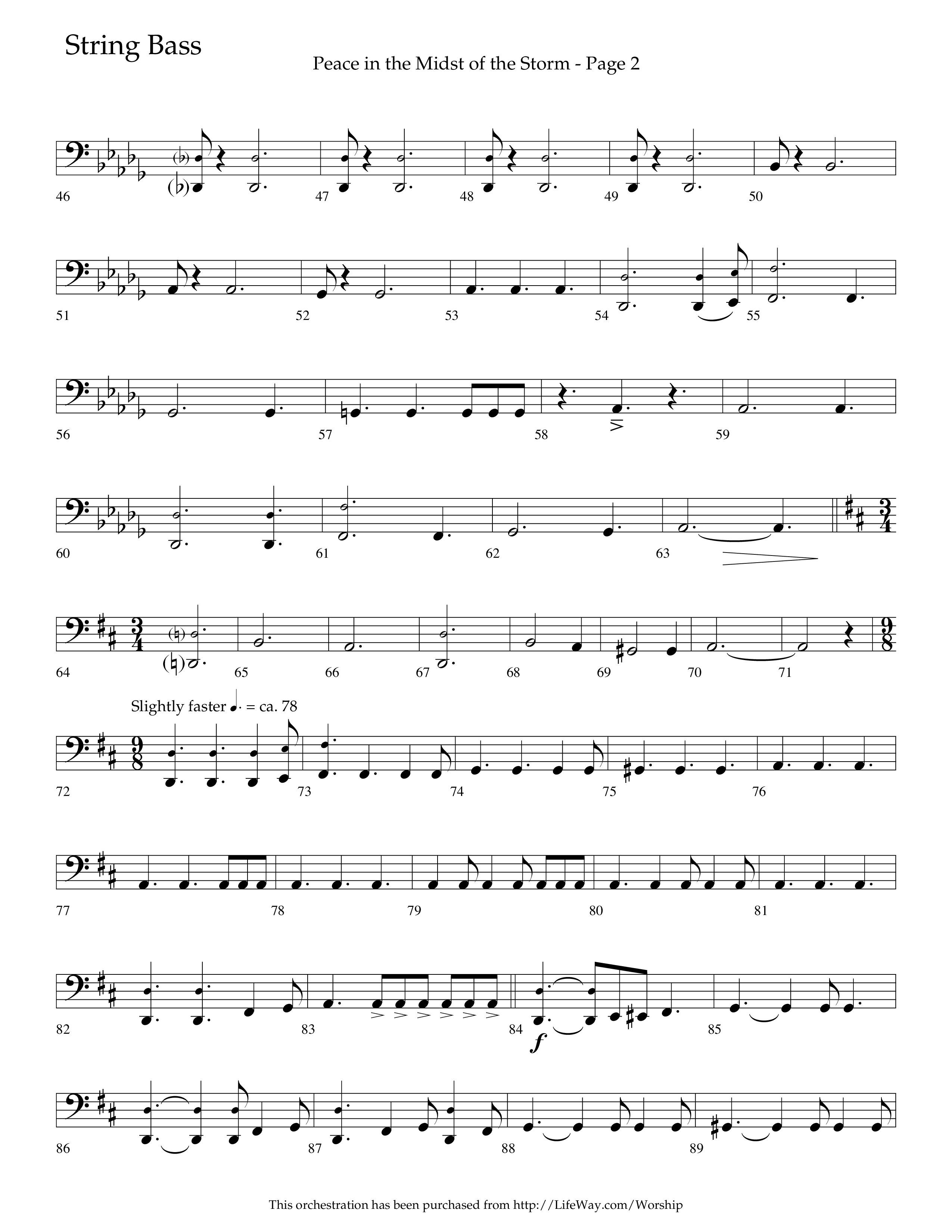 Peace In The Midst Of The Storm (Choral Anthem SATB) String Bass (Lifeway Choral / Arr. David T. Clydesdale)