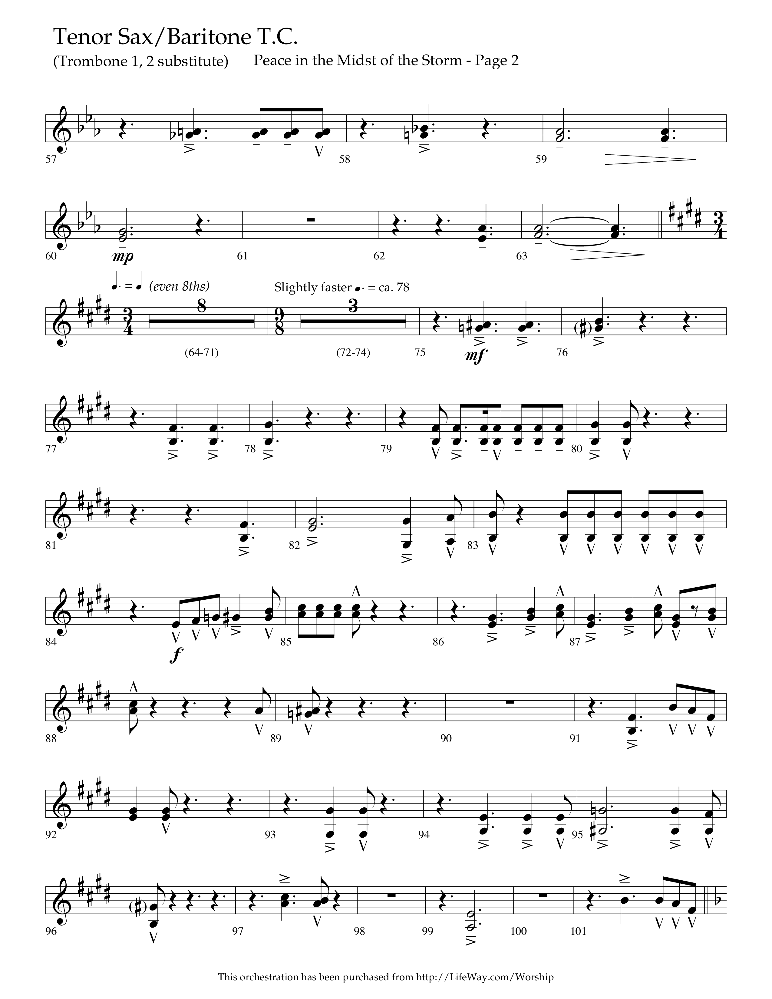 Peace In The Midst Of The Storm (Choral Anthem SATB) Tenor Sax/Baritone T.C. (Lifeway Choral / Arr. David T. Clydesdale)