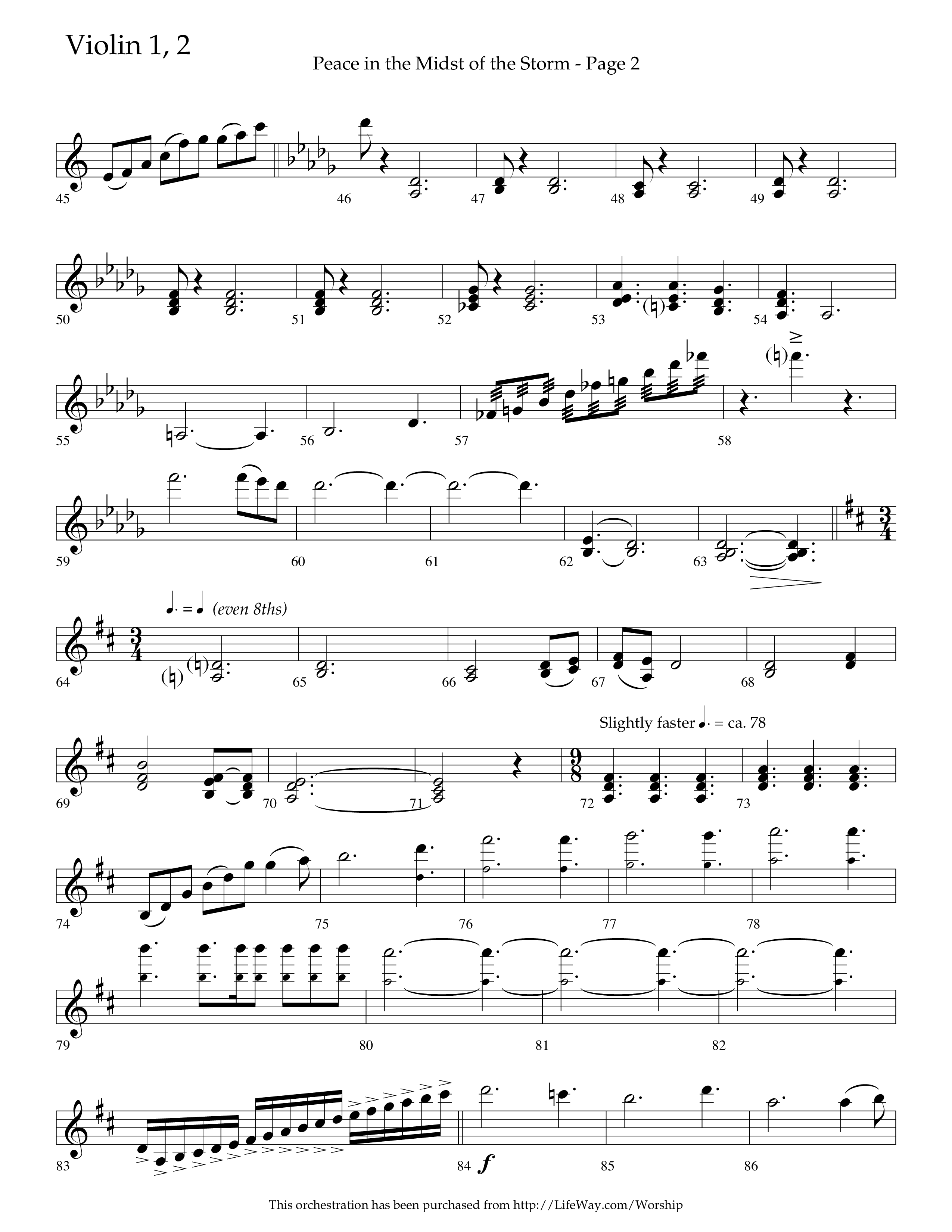 Peace In The Midst Of The Storm (Choral Anthem SATB) Violin 1/2 (Lifeway Choral / Arr. David T. Clydesdale)