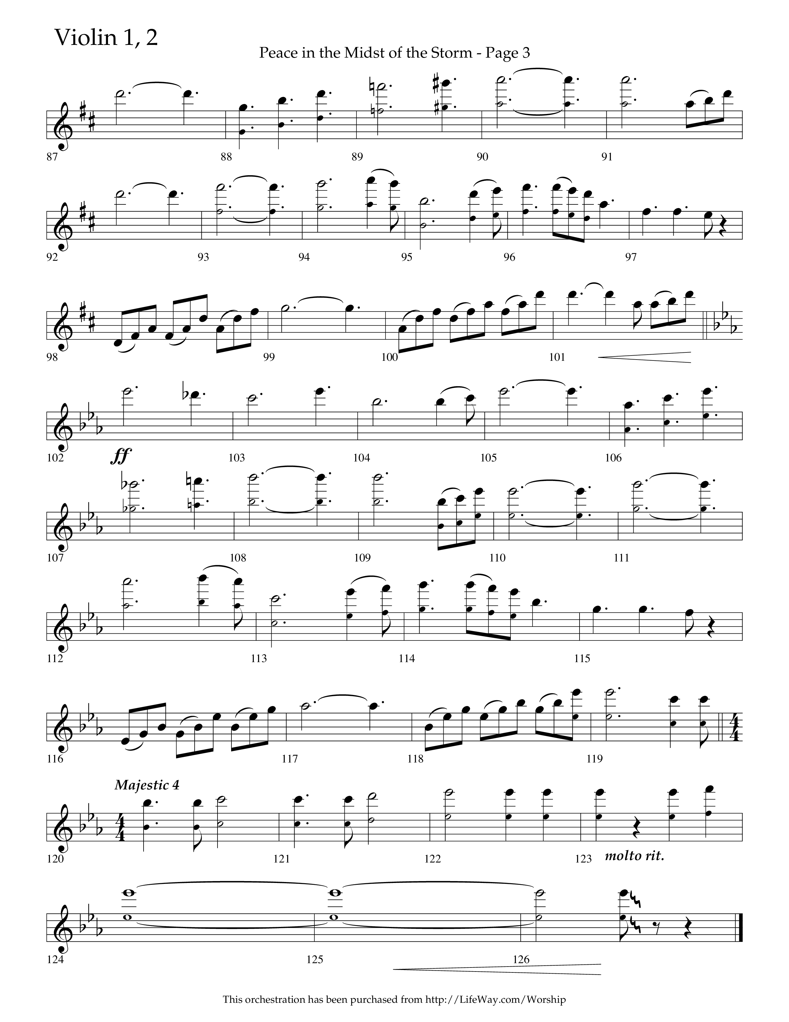Peace In The Midst Of The Storm (Choral Anthem SATB) Violin 1/2 (Lifeway Choral / Arr. David T. Clydesdale)