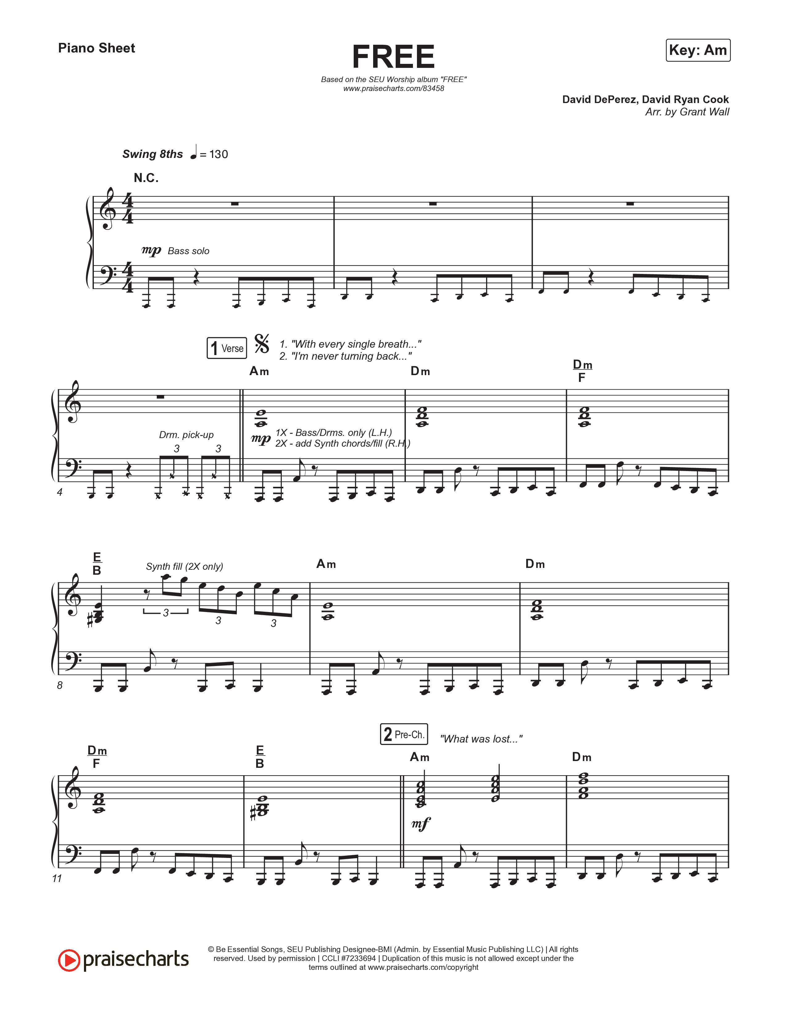 FREE (Live) Piano Sheet (SEU Worship)