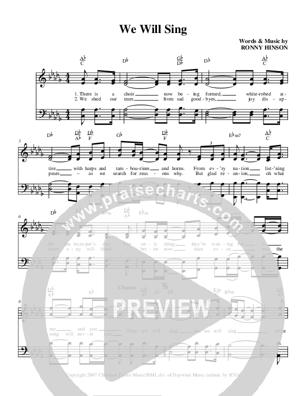 We Will Sing Lead Sheet (Brian Free & Assurance)