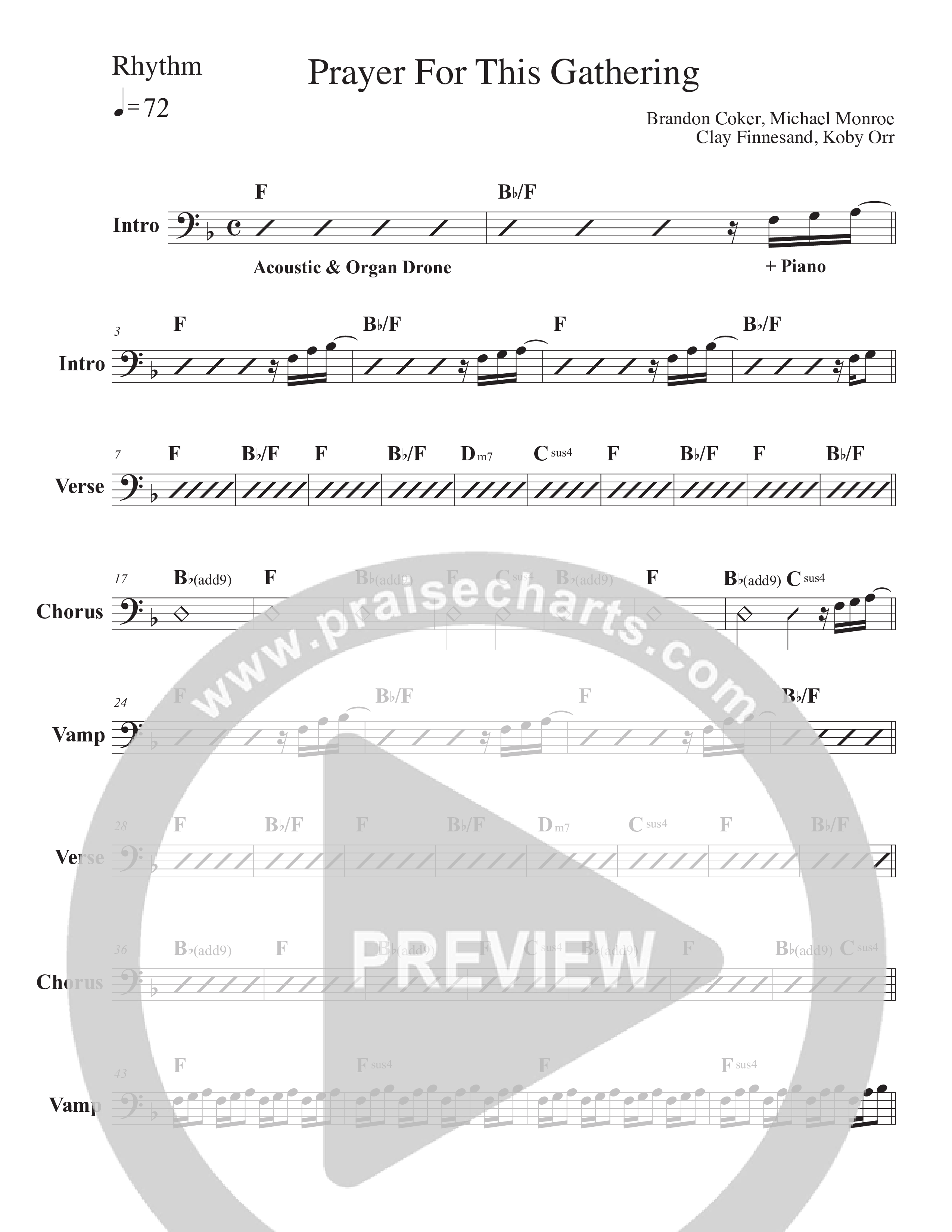 Prayer For This Gathering (Live) Rhythm Chart (Canyon Hills Worship)