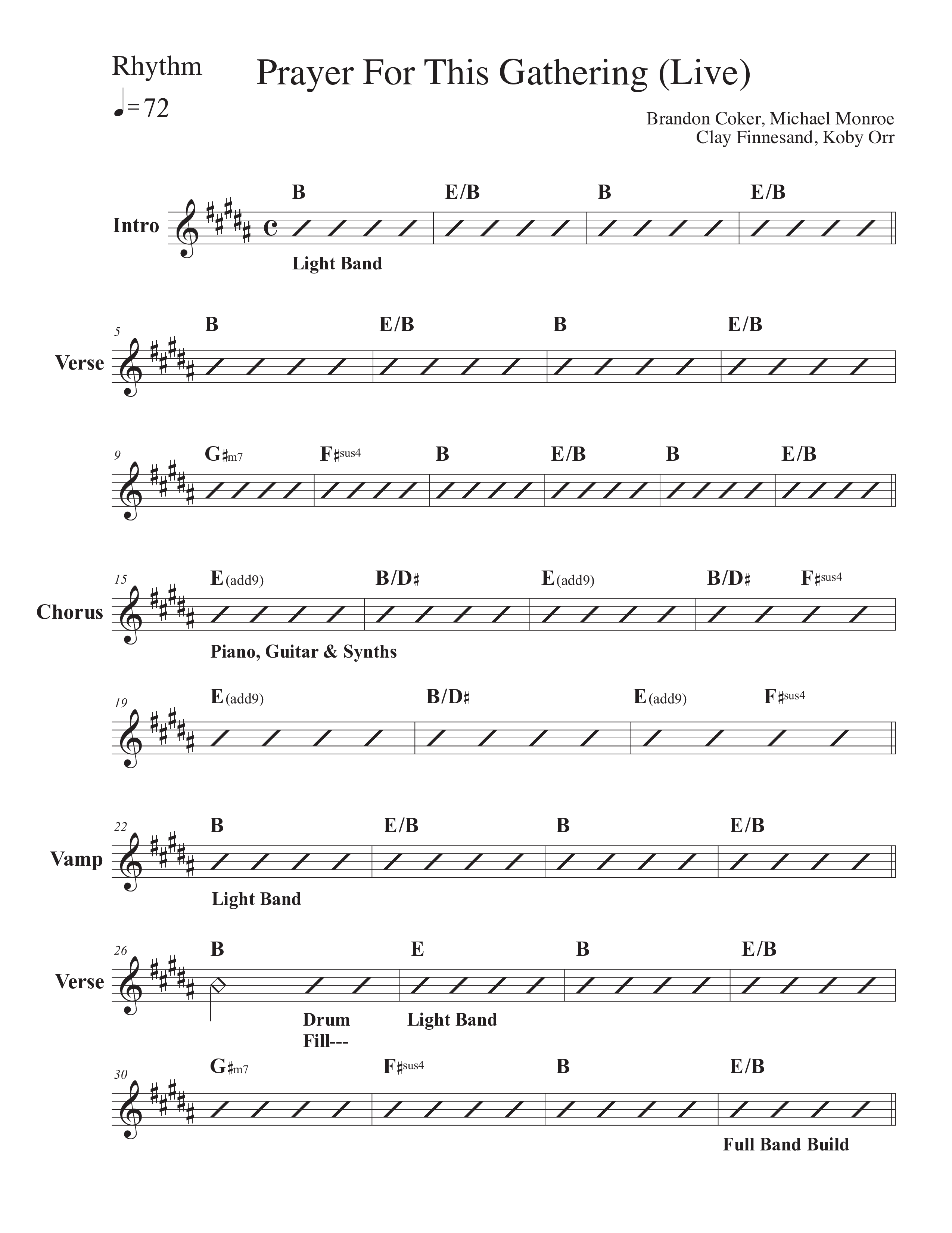 Prayer For This Gathering (Studio) Rhythm Chart (Canyon Hills Worship)