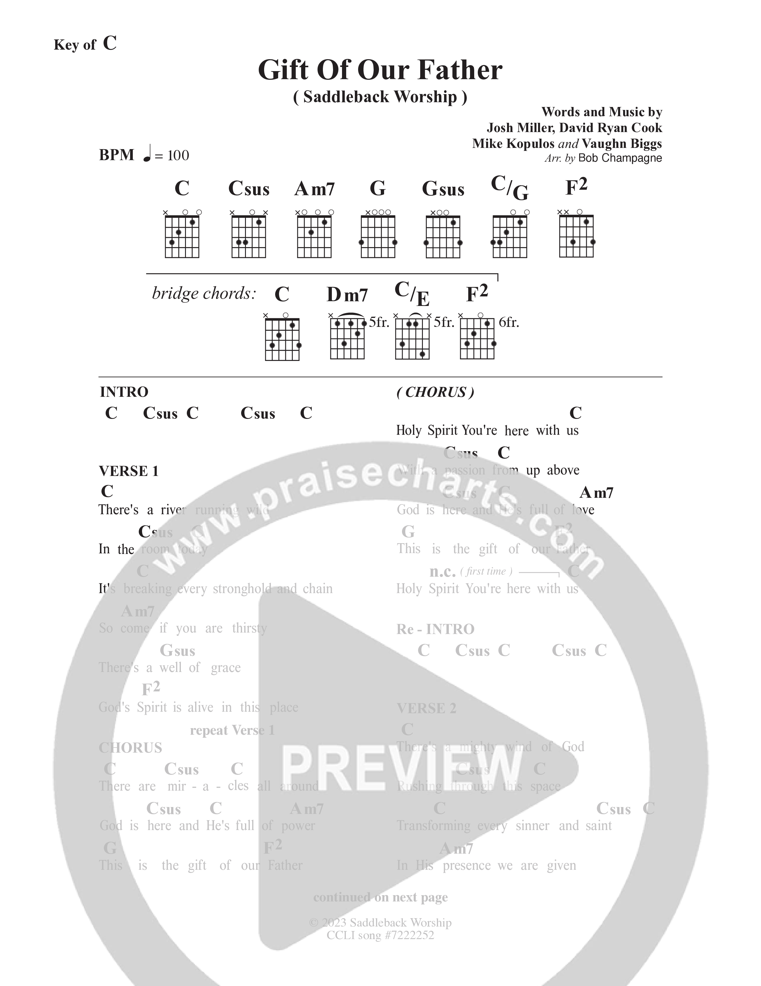 Gift Of Our Father (Live) Chord Chart (Saddleback Worship)