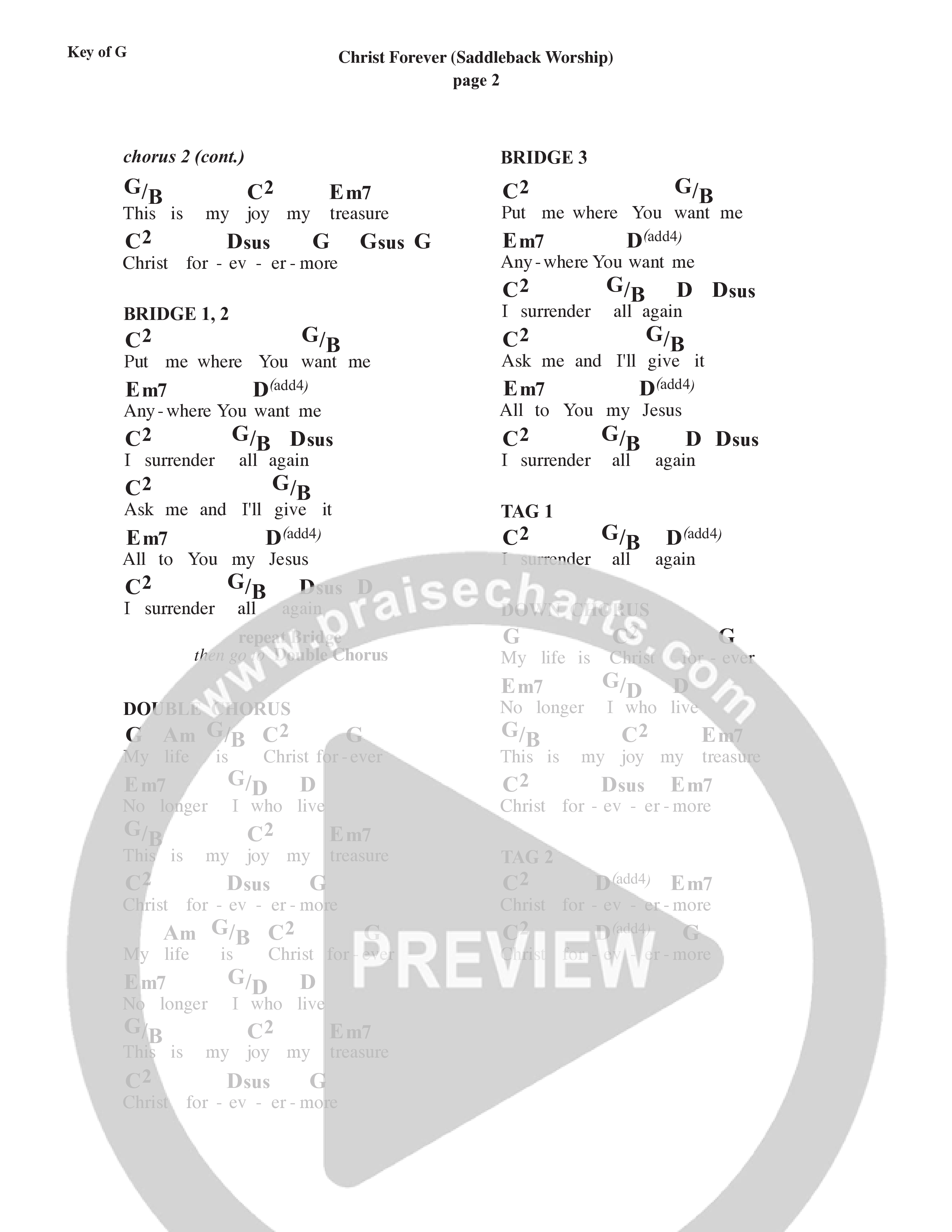 Christ Forever (Live) Chord Chart (Saddleback Worship)