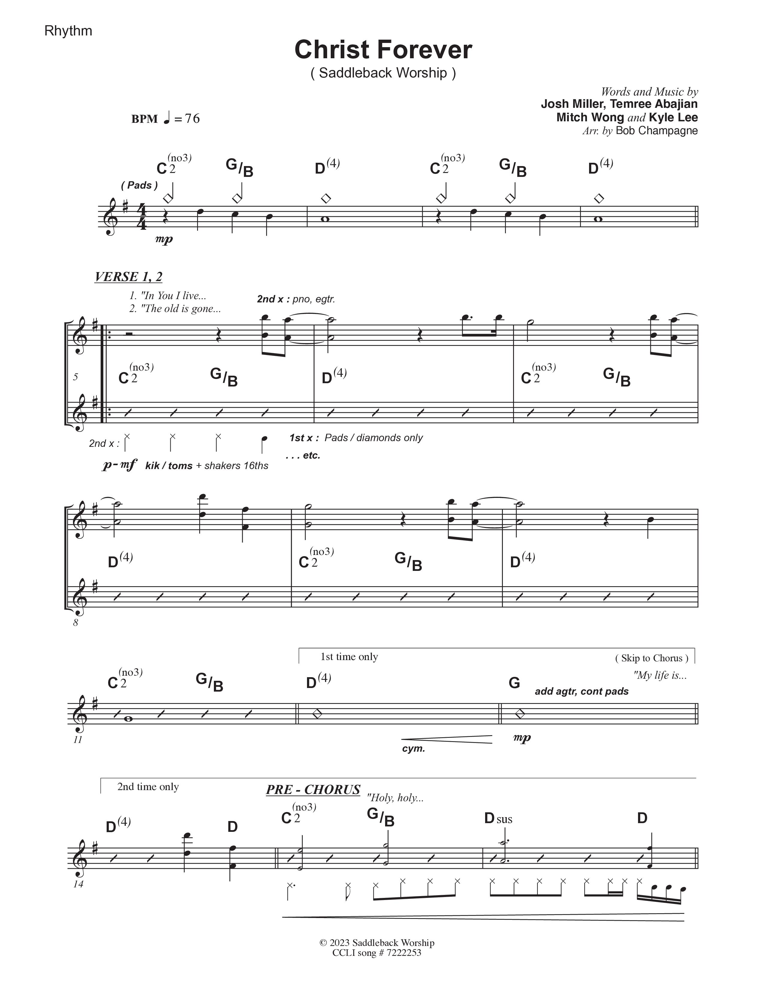 Christ Forever (Live) Rhythm Chart (Saddleback Worship)