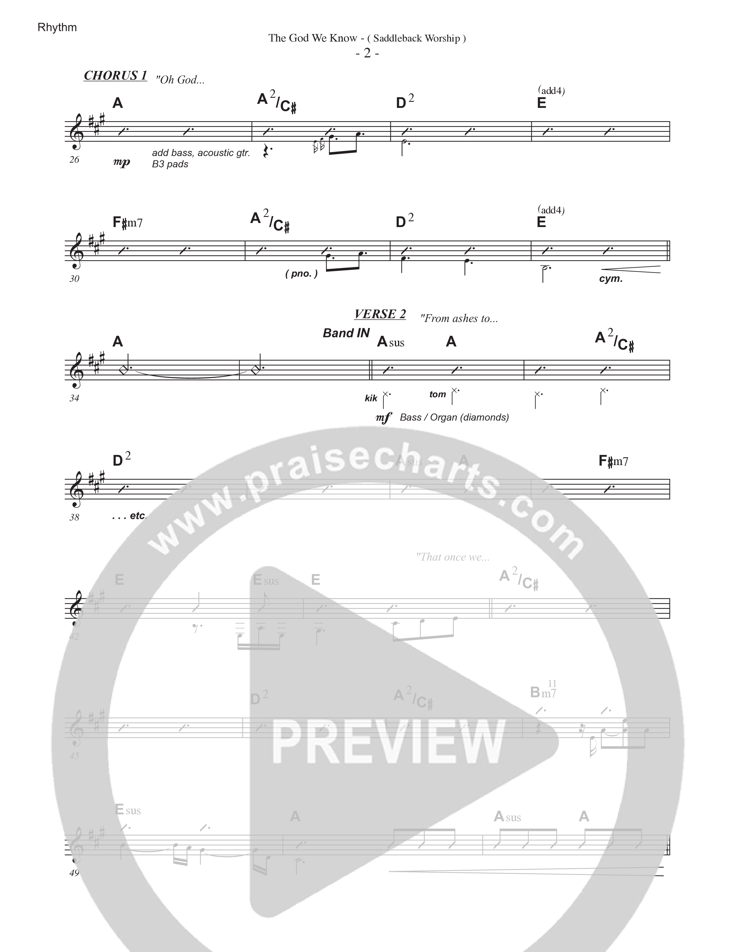 The God We Know (Live) Rhythm Chart (Saddleback Worship)