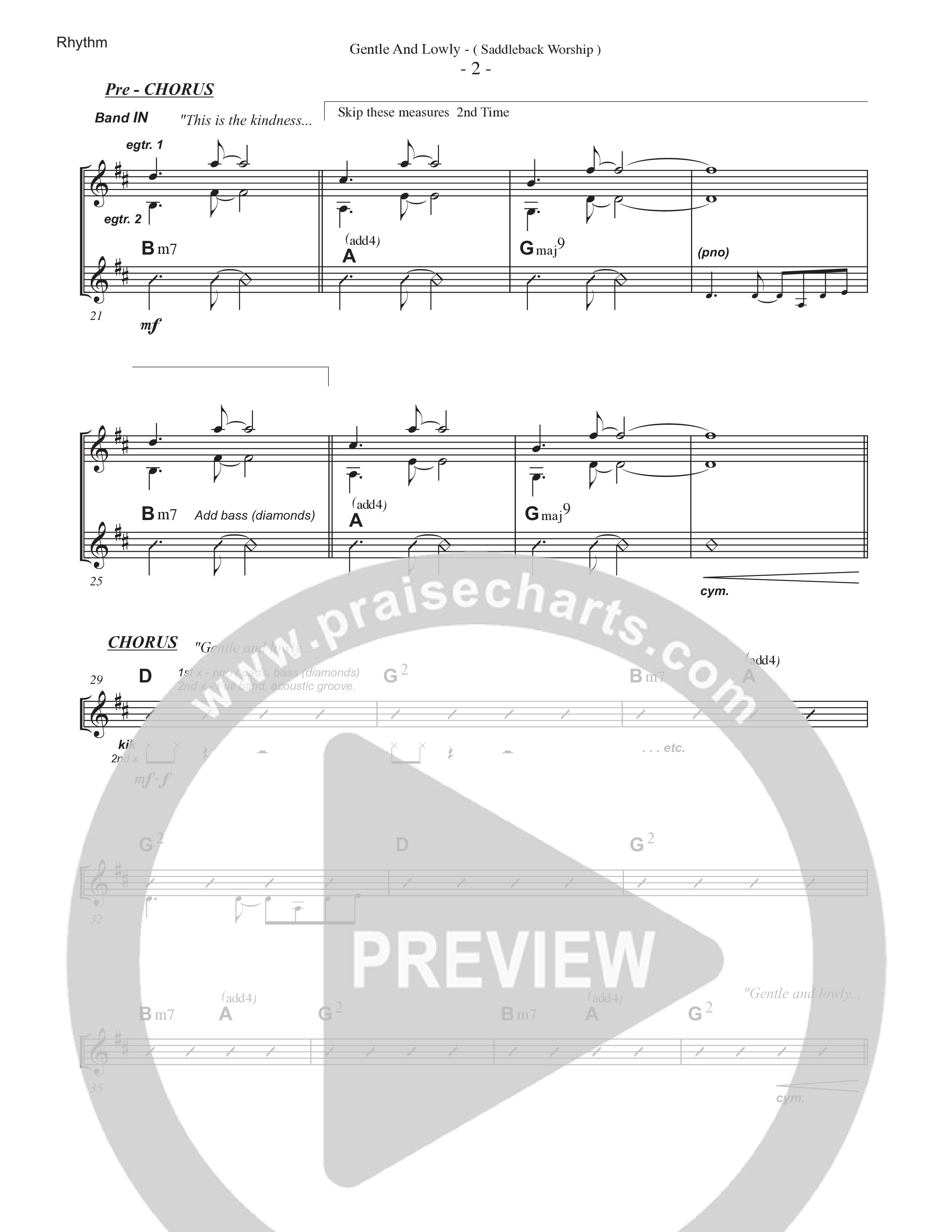 Gentle & Lowly (Live) Rhythm Chart (Saddleback Worship)