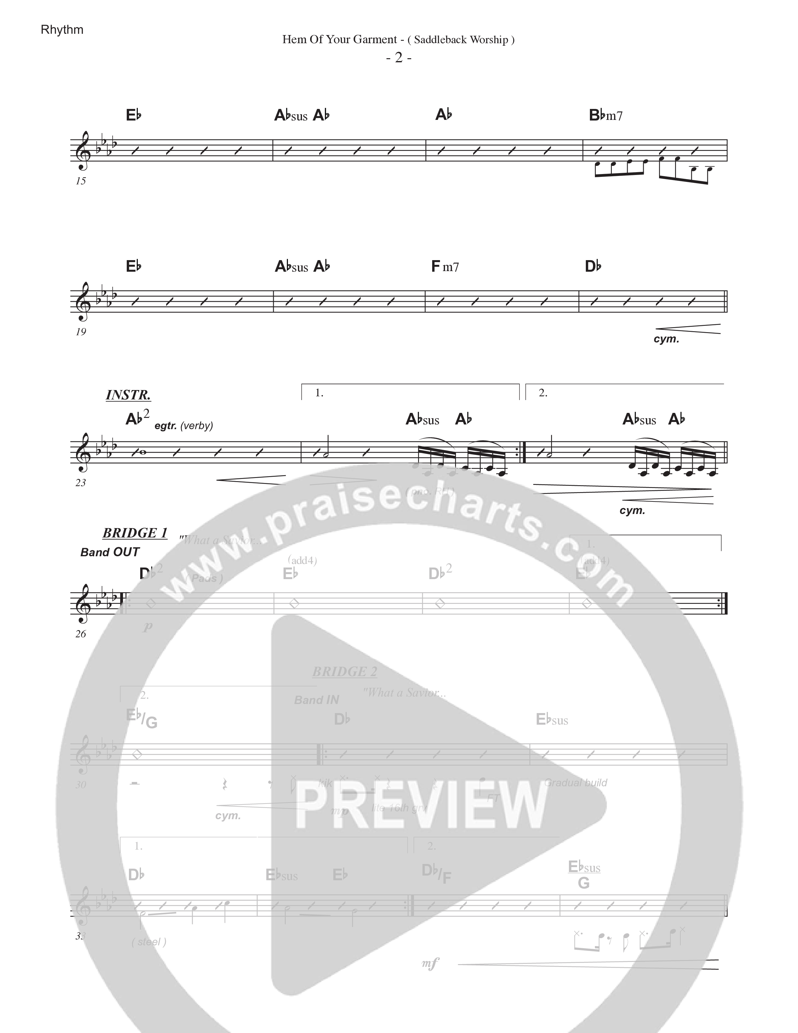 Hem Of Your Garment (Live) Rhythm Chart (Saddleback Worship)