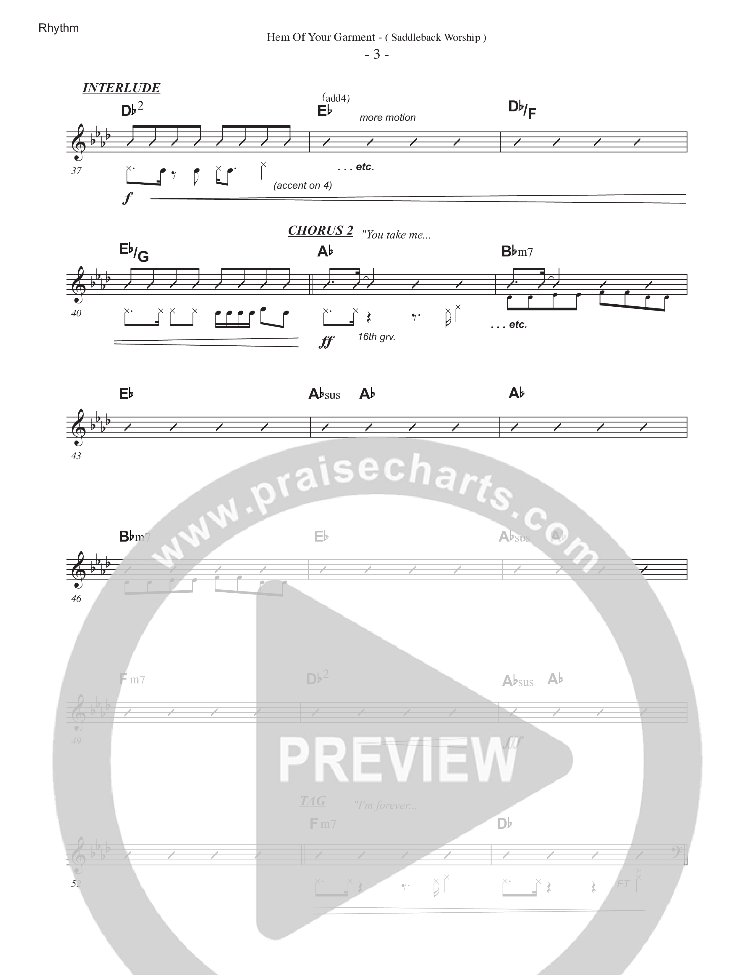 Hem Of Your Garment (Live) Rhythm Chart (Saddleback Worship)