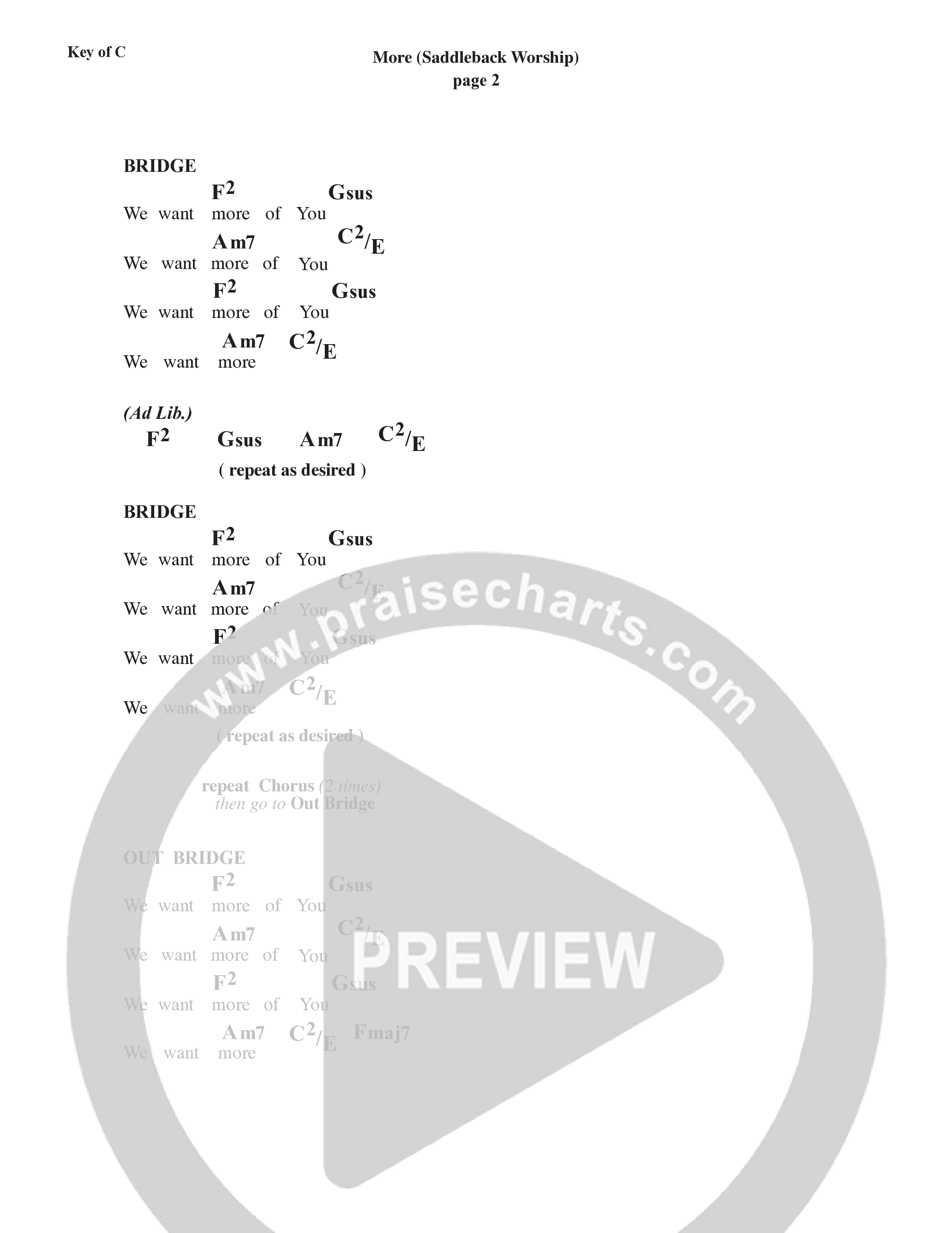 More (Live) Chord Chart (Saddleback Worship)