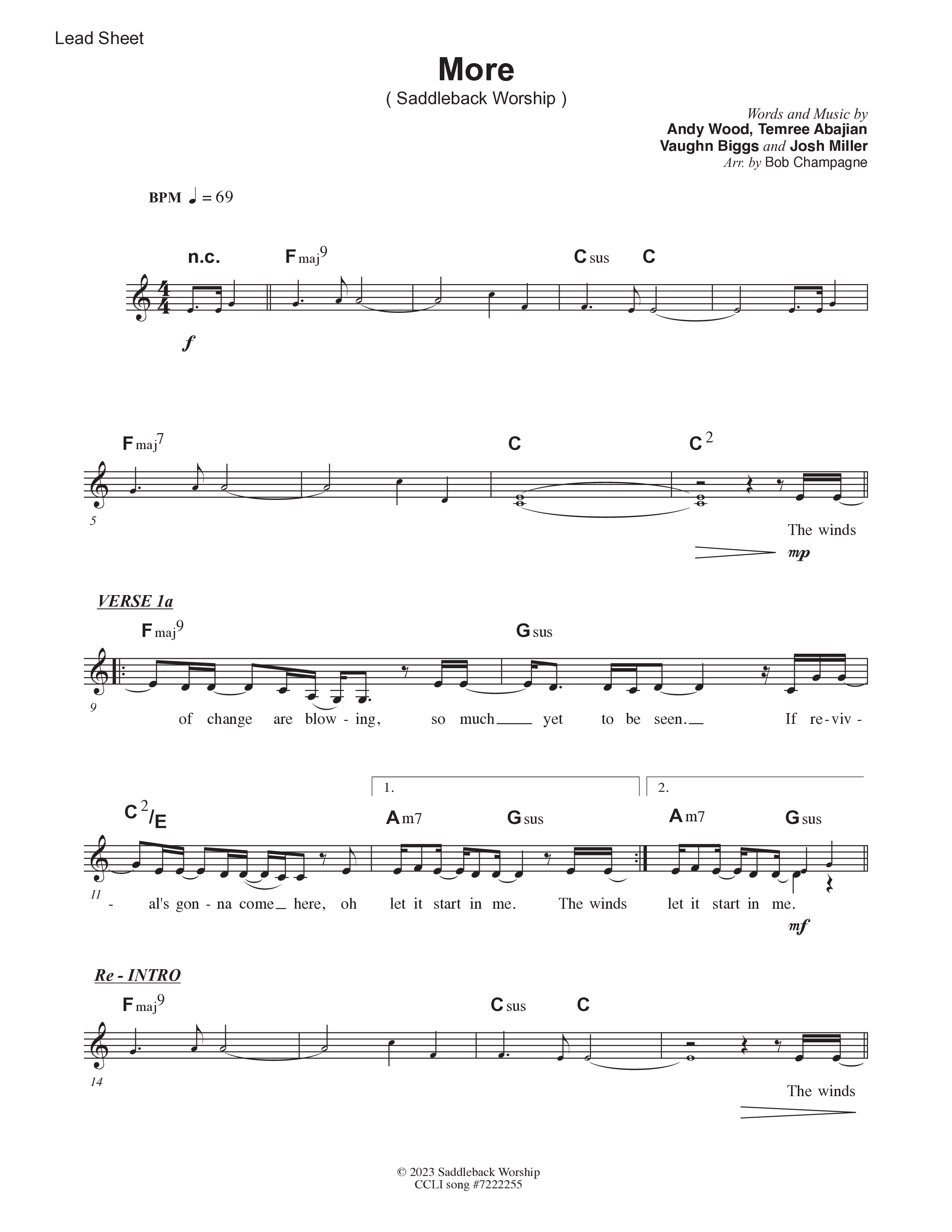 More (Live) Lead Sheet Melody (Saddleback Worship)