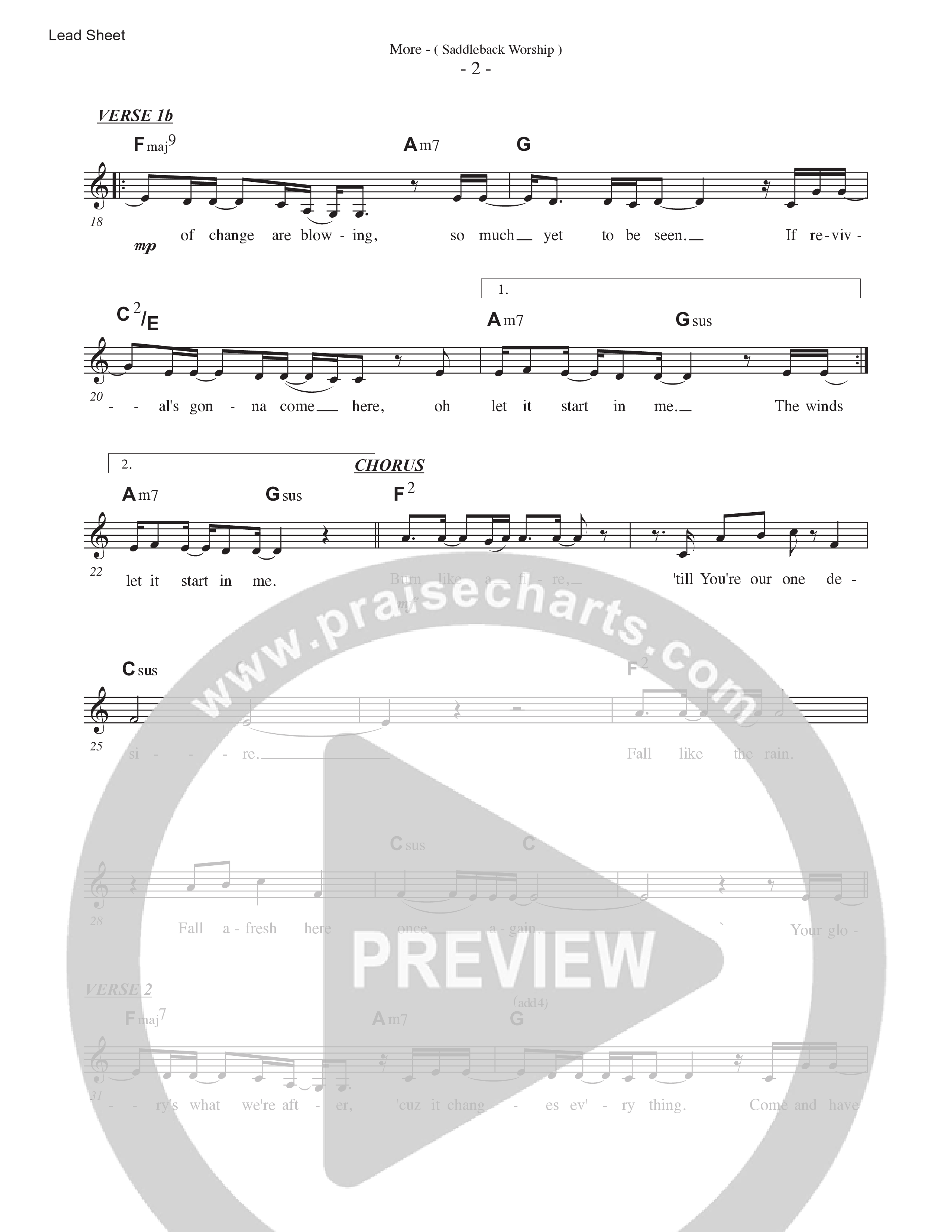 More (Live) Lead Sheet Melody (Saddleback Worship)