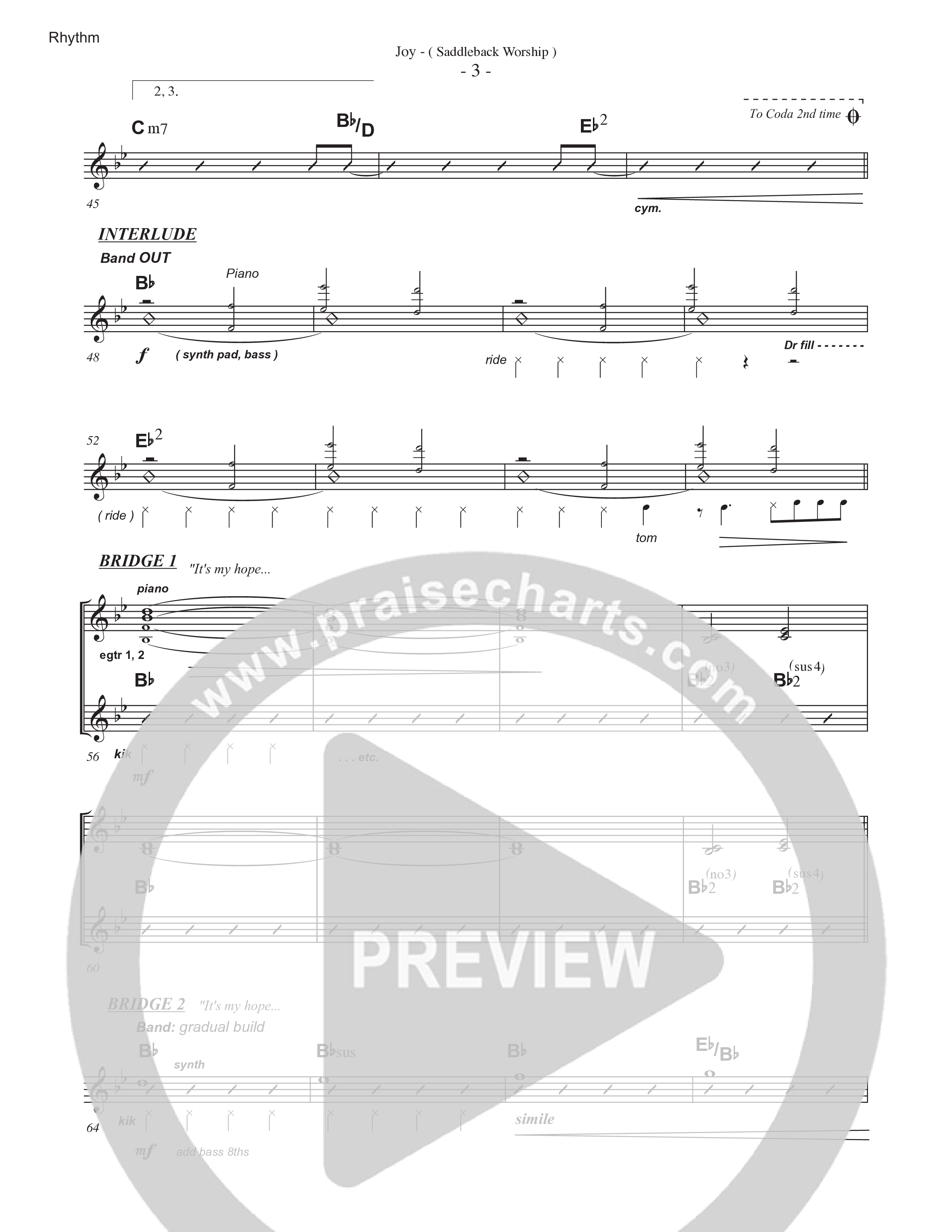 Joy (Live) Rhythm Chart (Saddleback Worship)