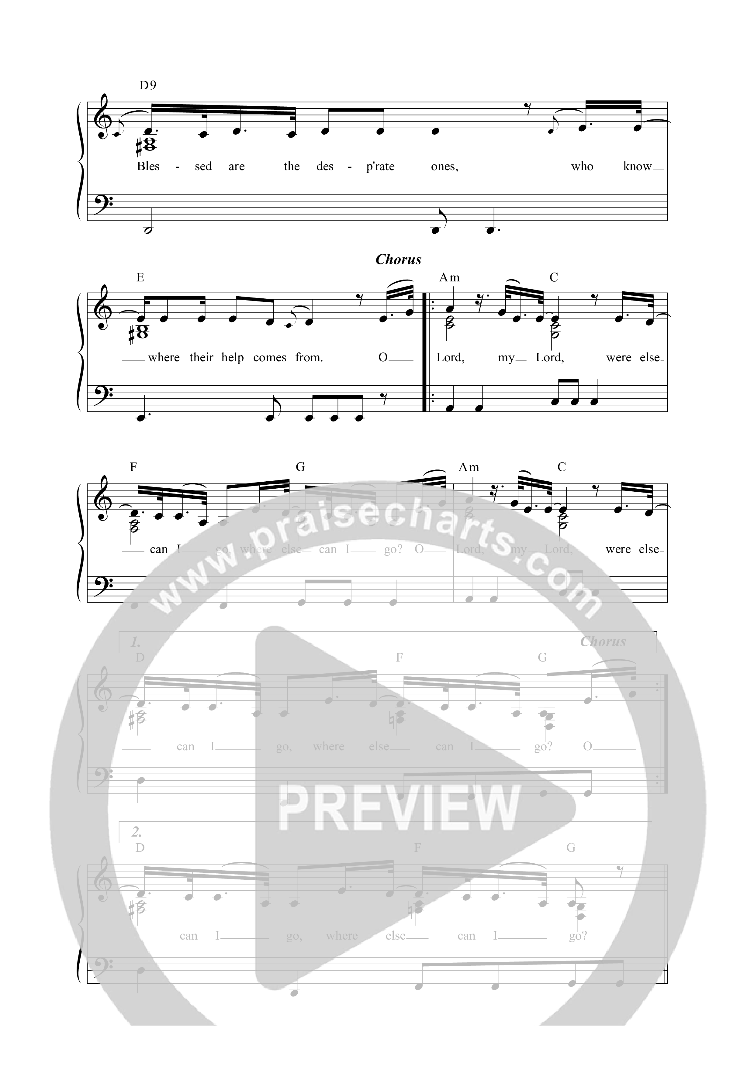 Where Else Can I Go Lead Sheet Melody (Anchor Hymns)