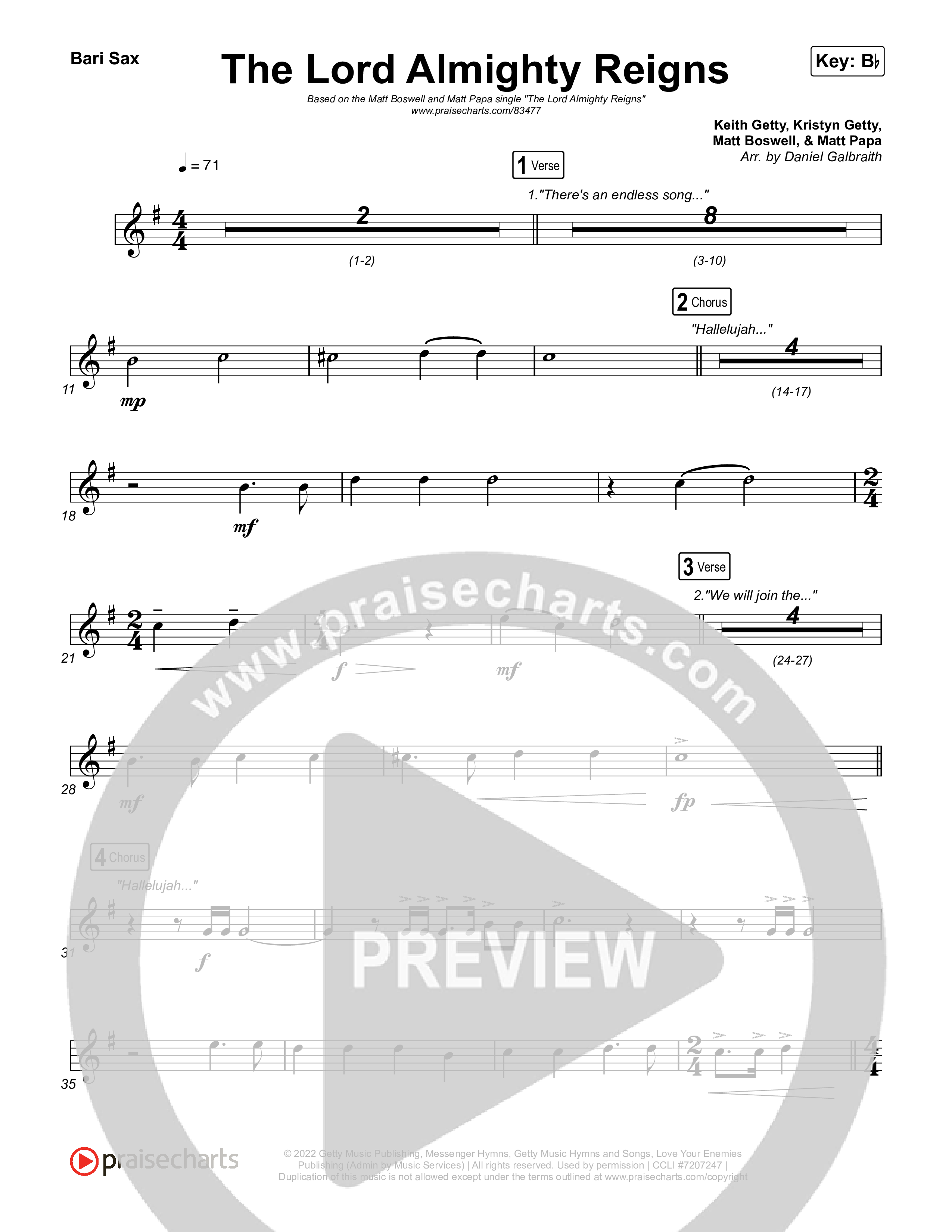 The Lord Almighty Reigns Bari Sax (Matt Papa / Matt Boswell)