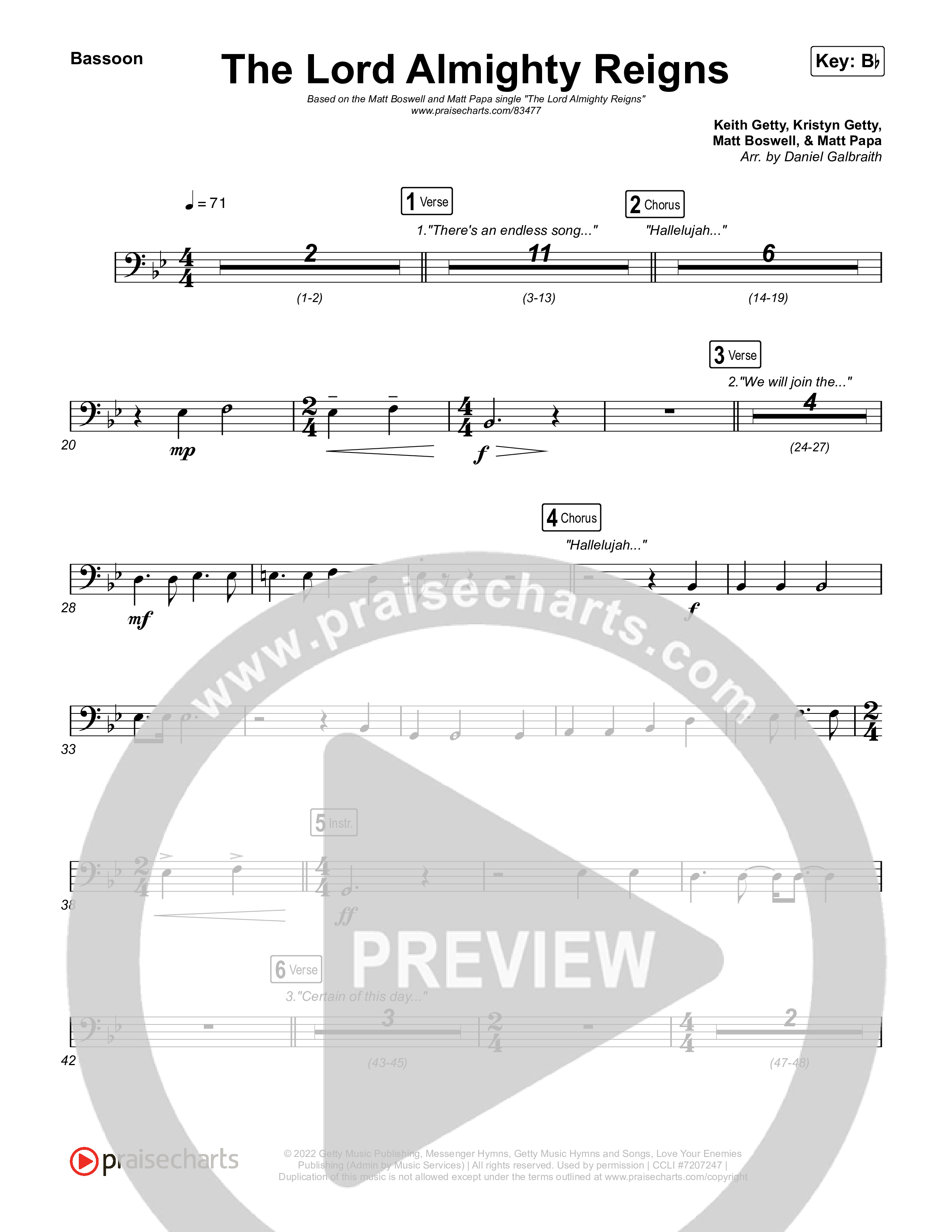 The Lord Almighty Reigns Bassoon (Matt Papa / Matt Boswell)