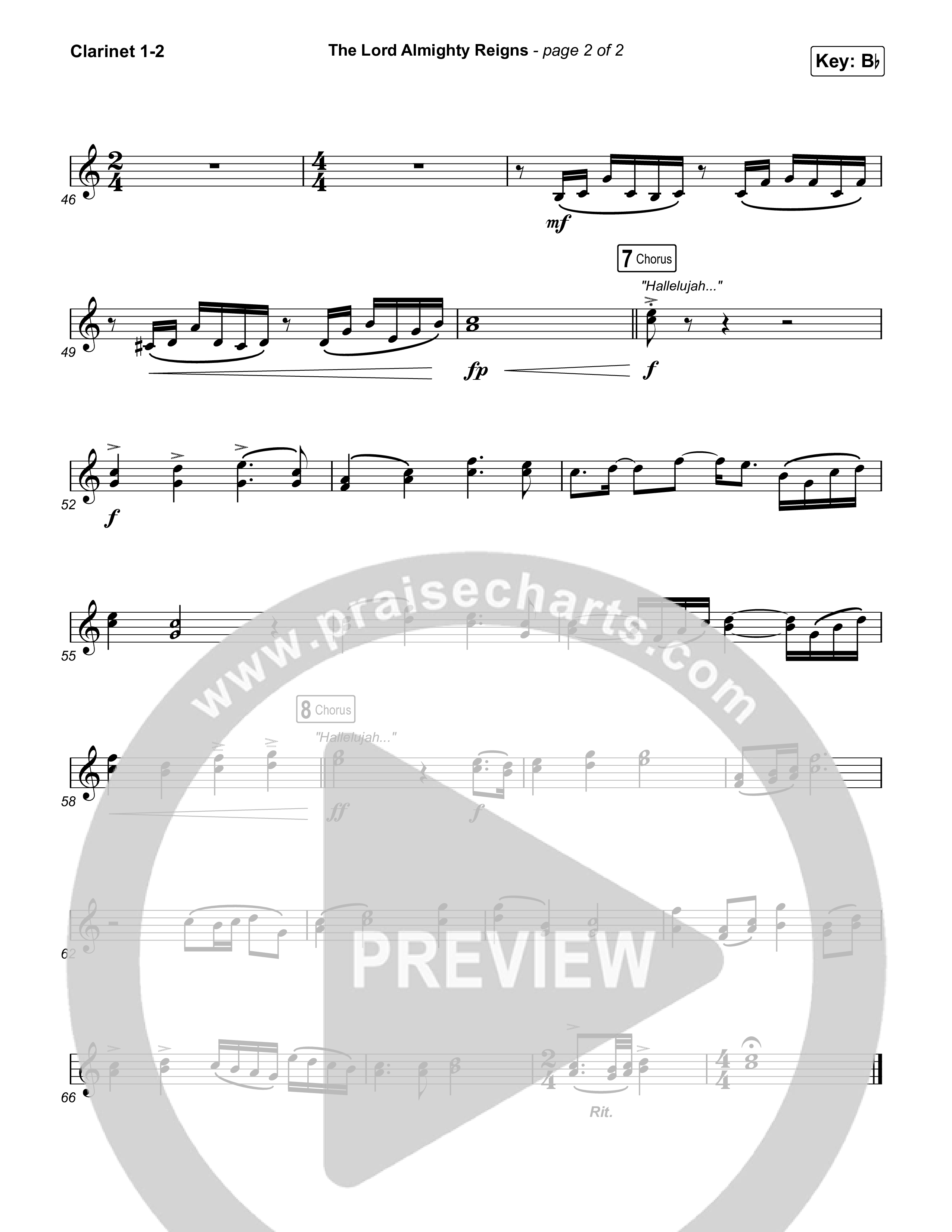 The Lord Almighty Reigns Clarinet 1,2 (Matt Papa / Matt Boswell)