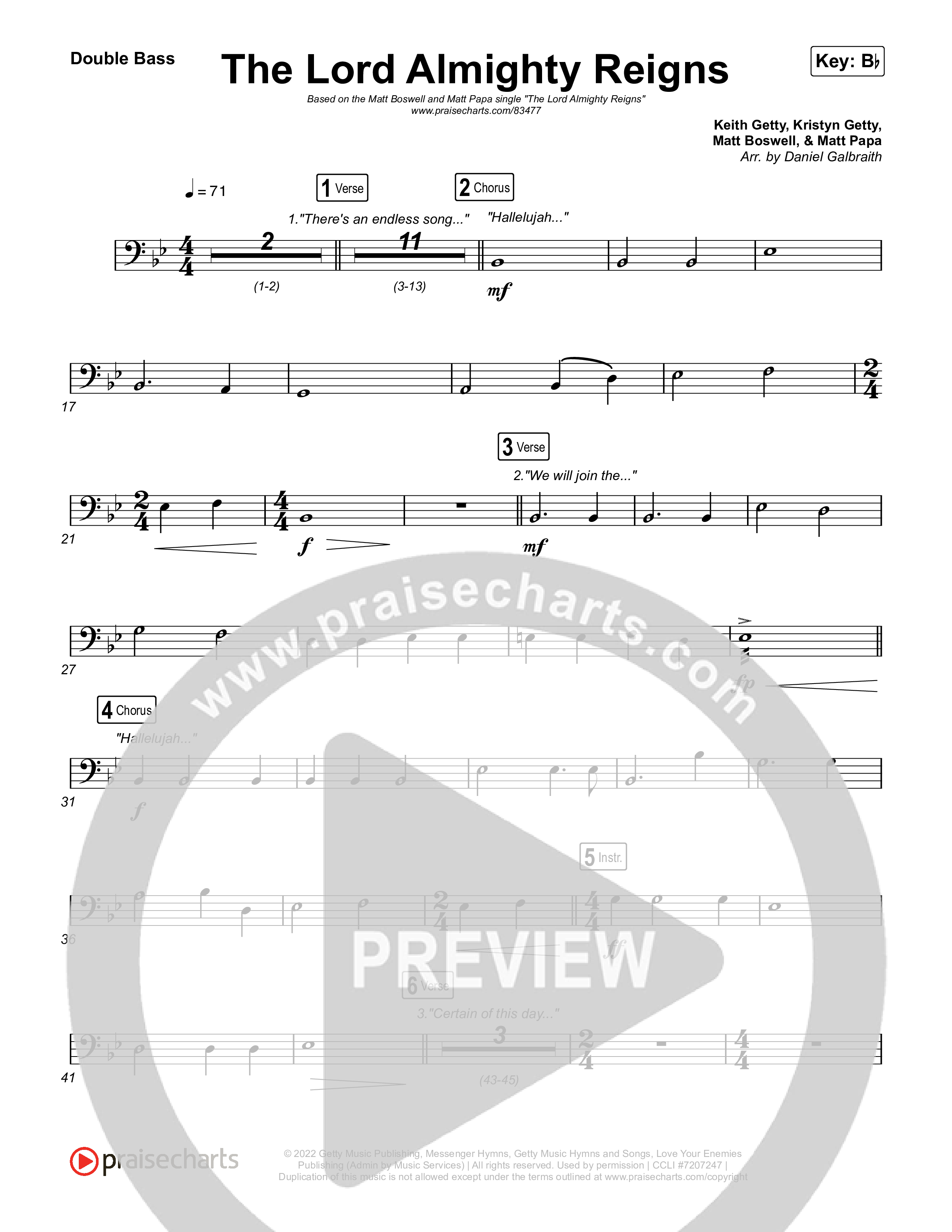 The Lord Almighty Reigns String Bass (Matt Papa / Matt Boswell)