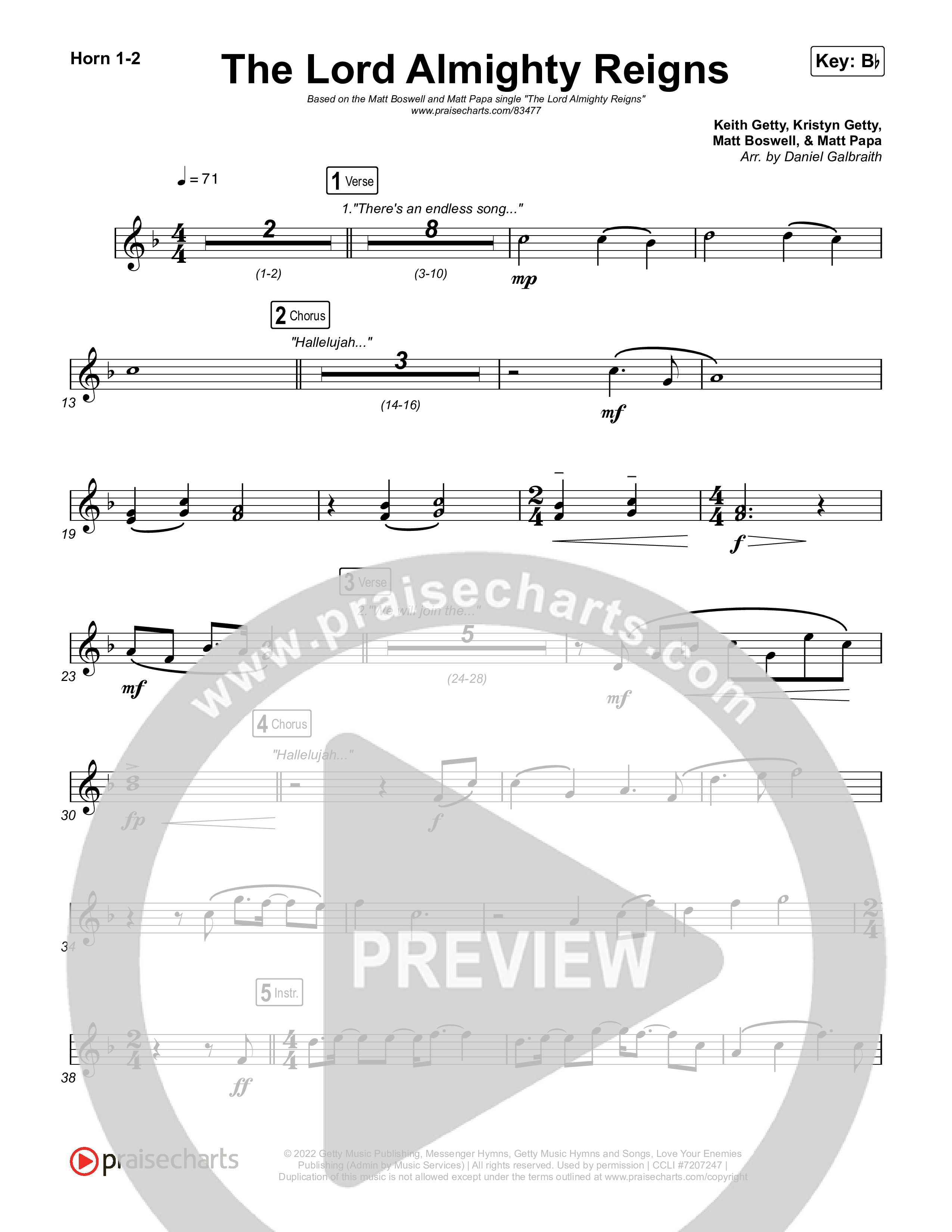 The Lord Almighty Reigns French Horn 1,2 (Matt Papa / Matt Boswell)