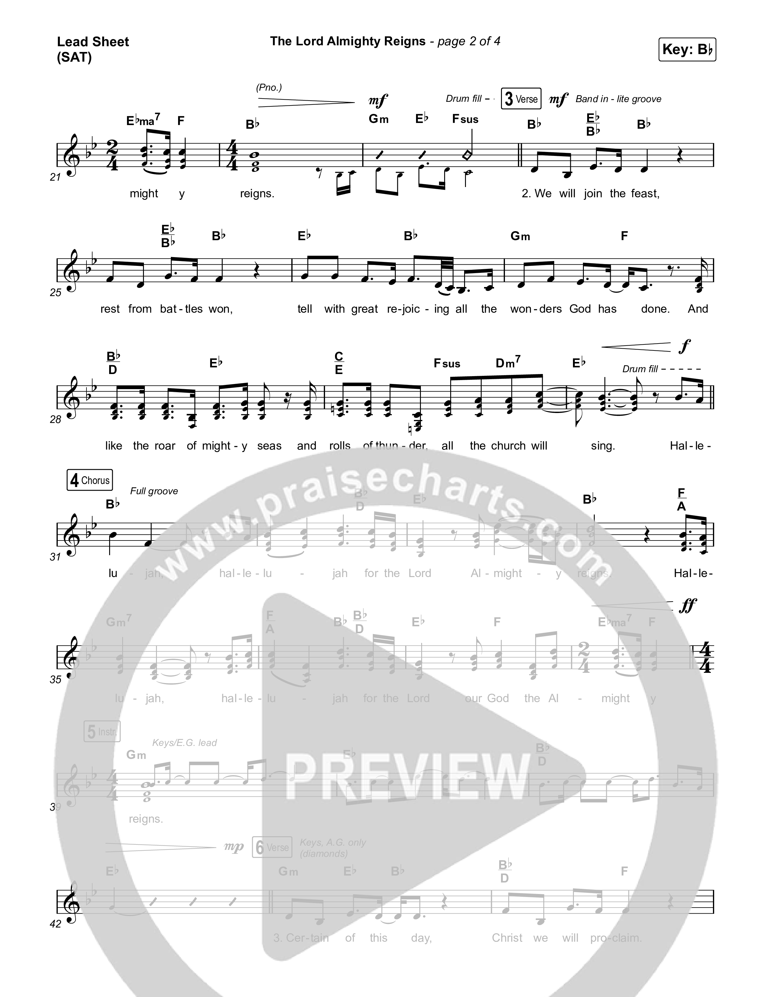 The Lord Almighty Reigns Lead Sheet (SAT) (Matt Papa / Matt Boswell)