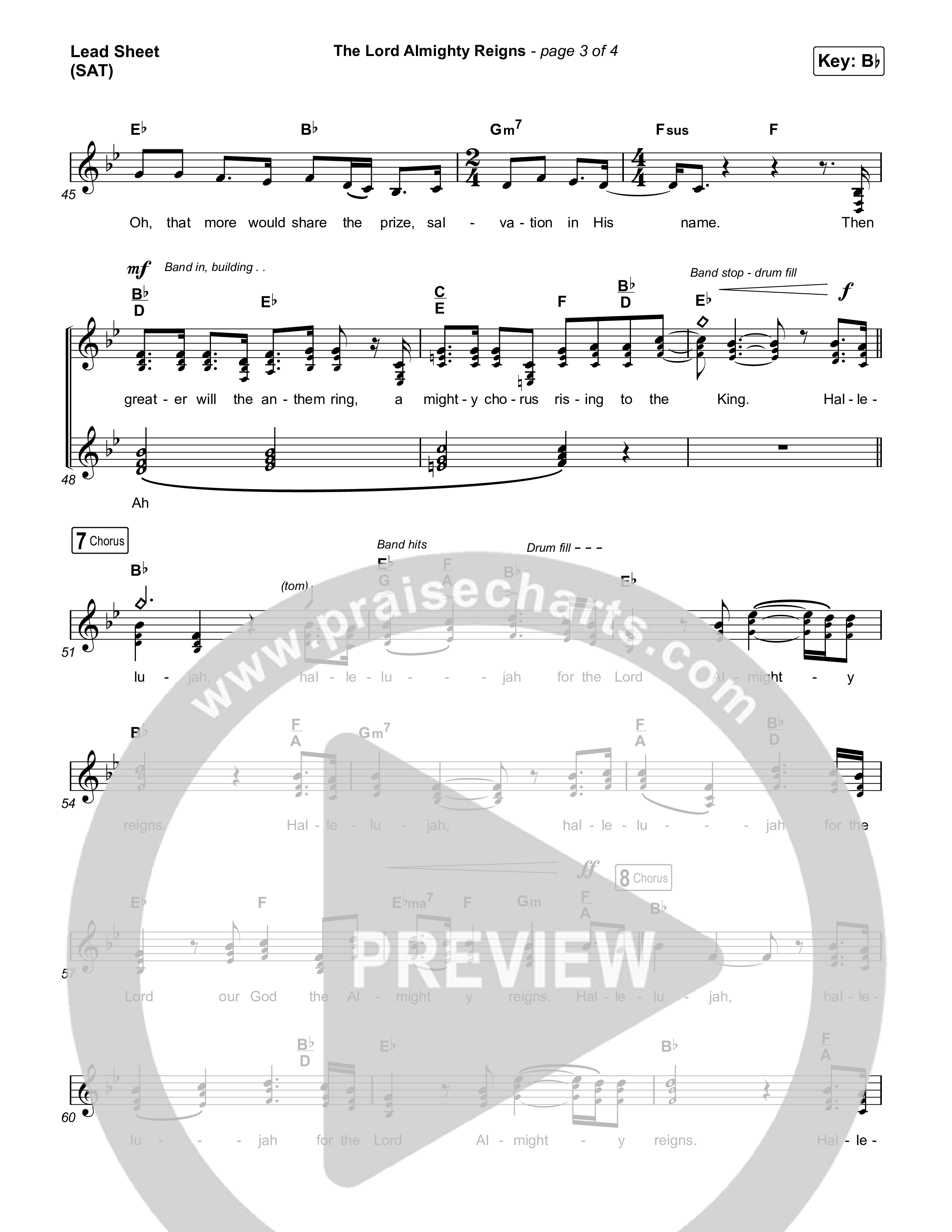The Lord Almighty Reigns Lead Sheet (SAT) (Matt Papa / Matt Boswell)
