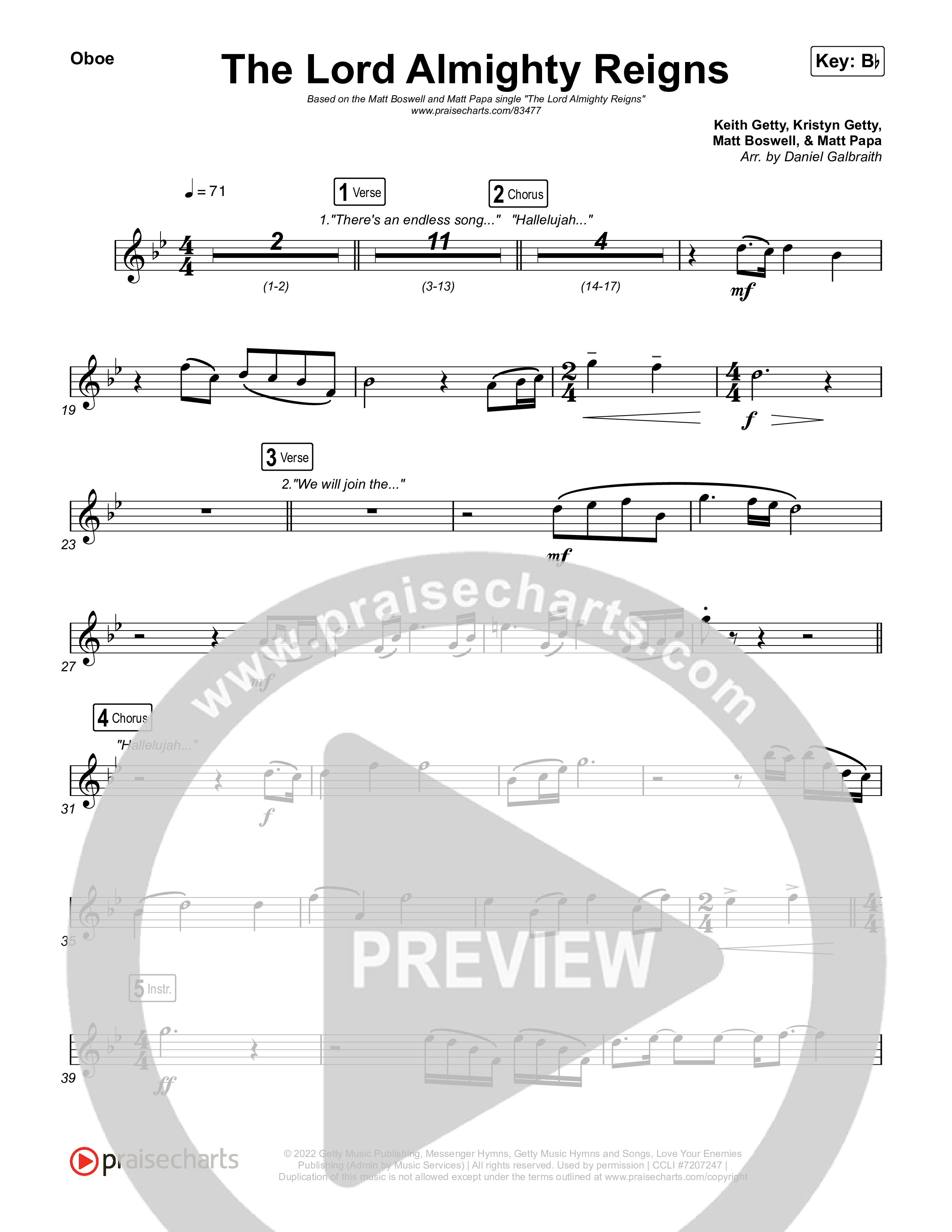 The Lord Almighty Reigns Oboe (Matt Papa / Matt Boswell)