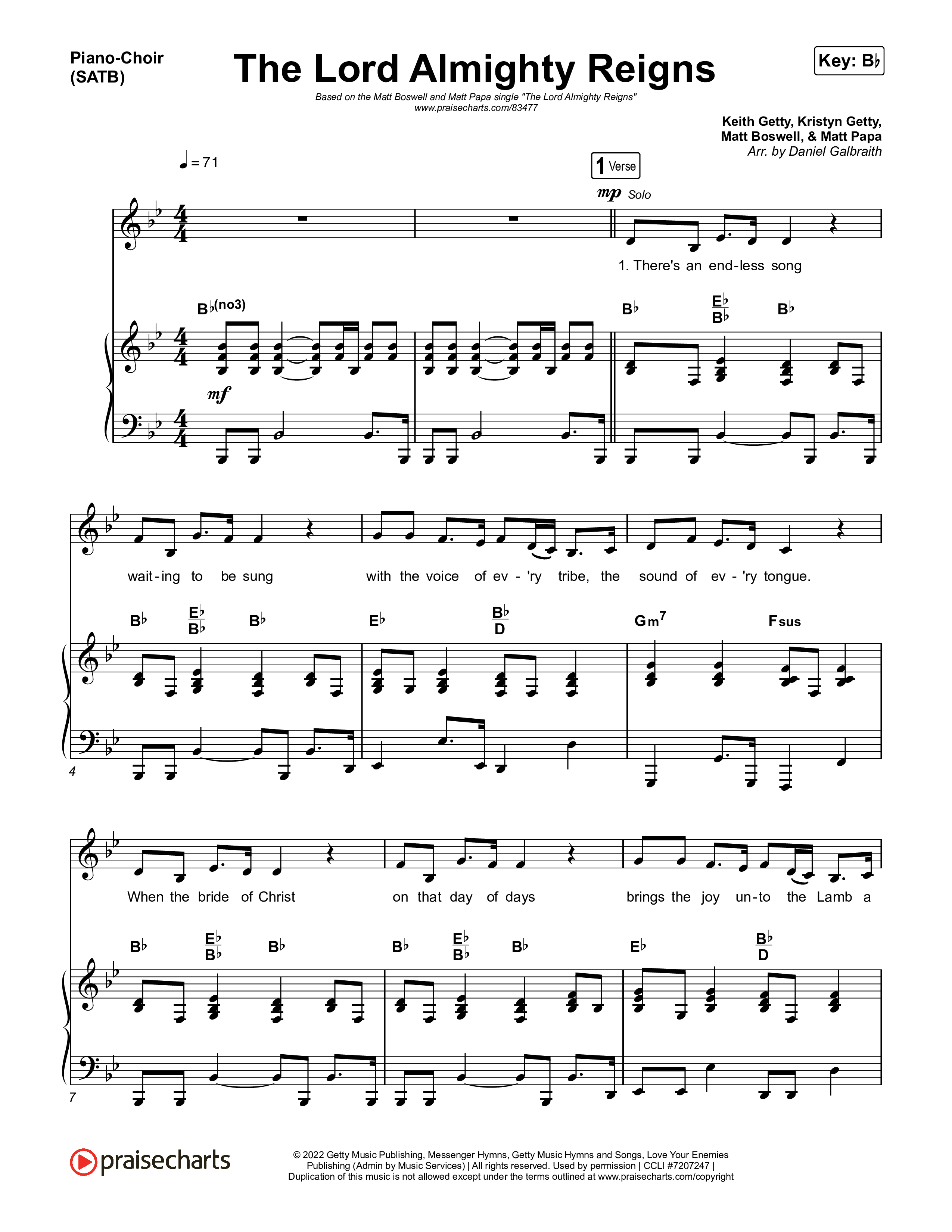 The Lord Almighty Reigns Piano/Vocal Pack (Matt Papa / Matt Boswell)