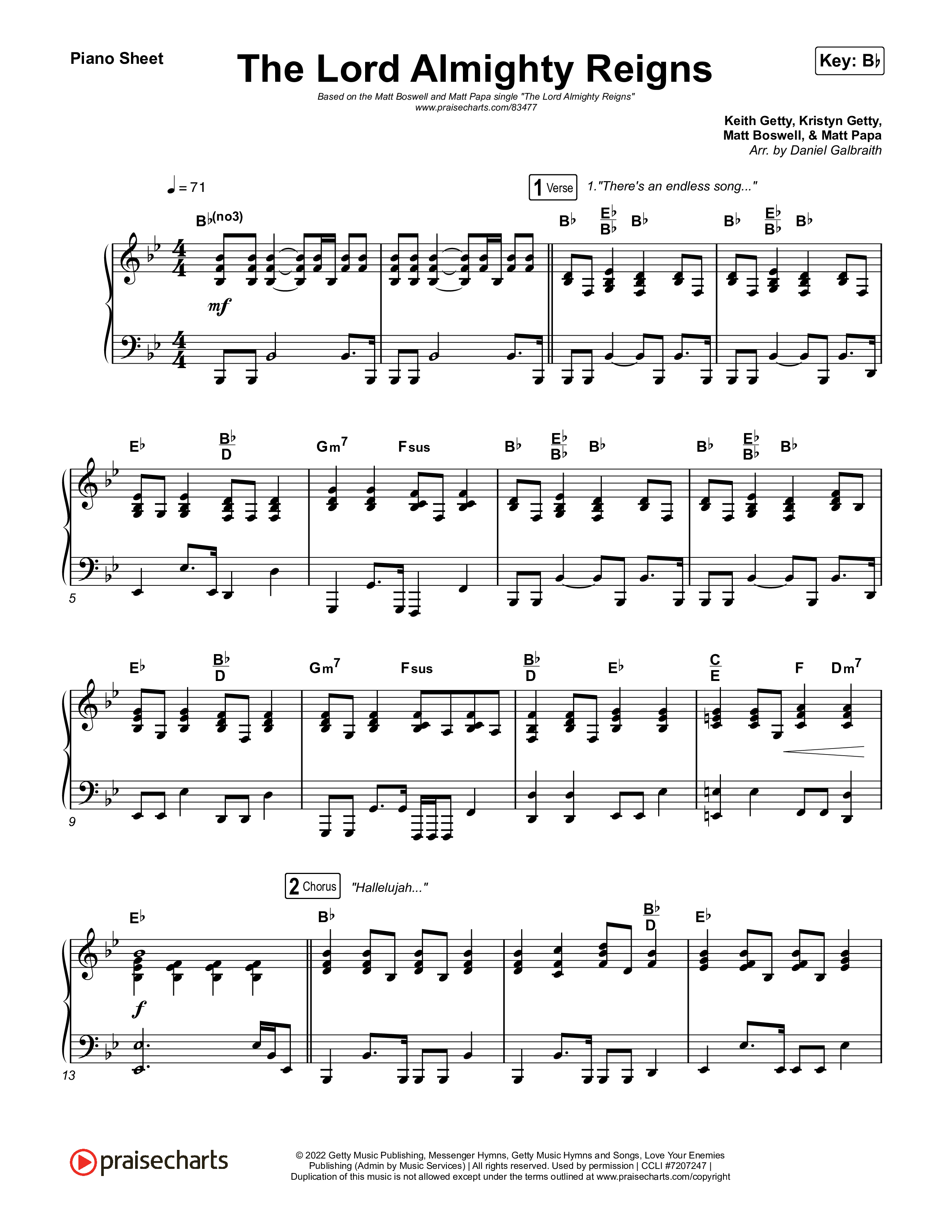 The Lord Almighty Reigns Piano Sheet (Matt Papa / Matt Boswell)