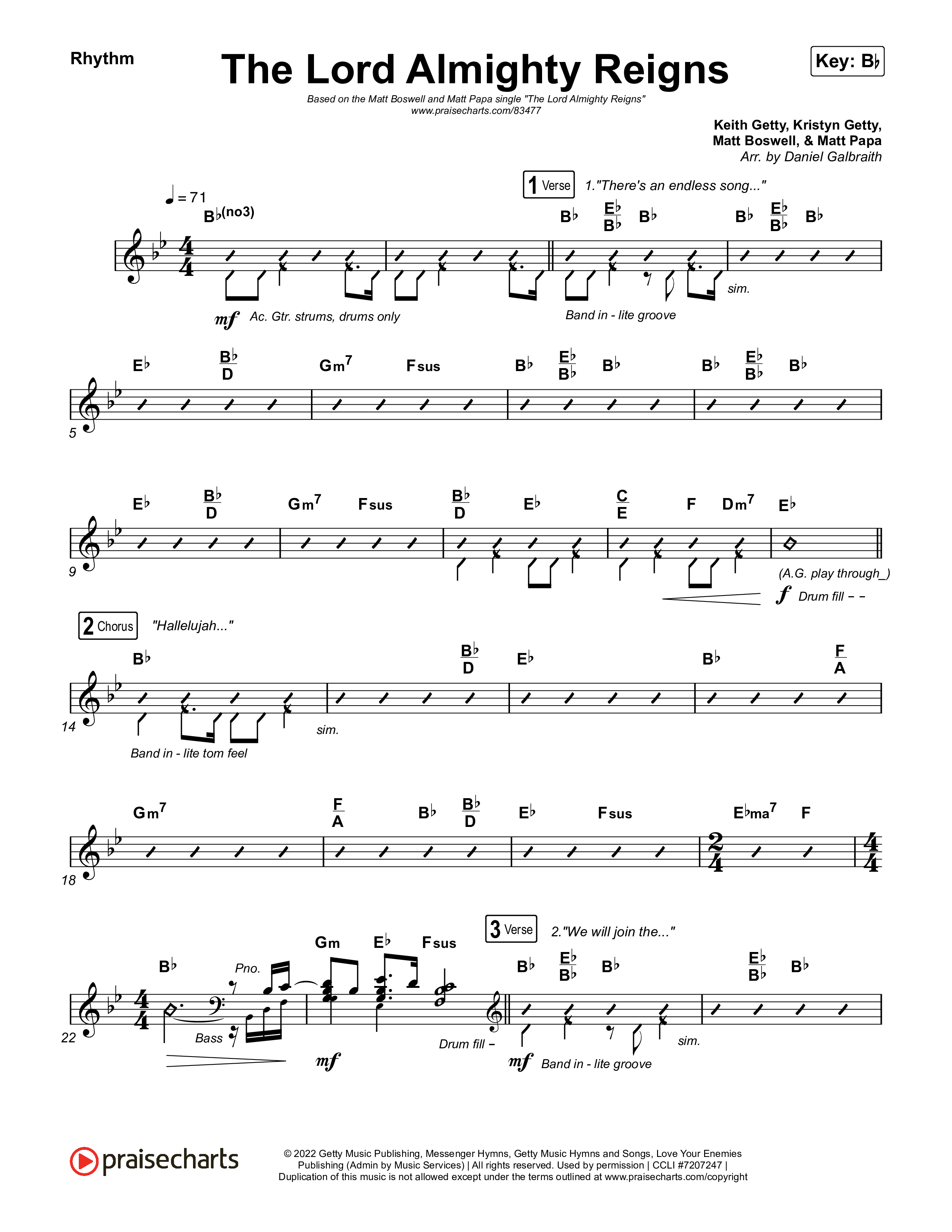 The Lord Almighty Reigns Rhythm Chart (Matt Papa / Matt Boswell)