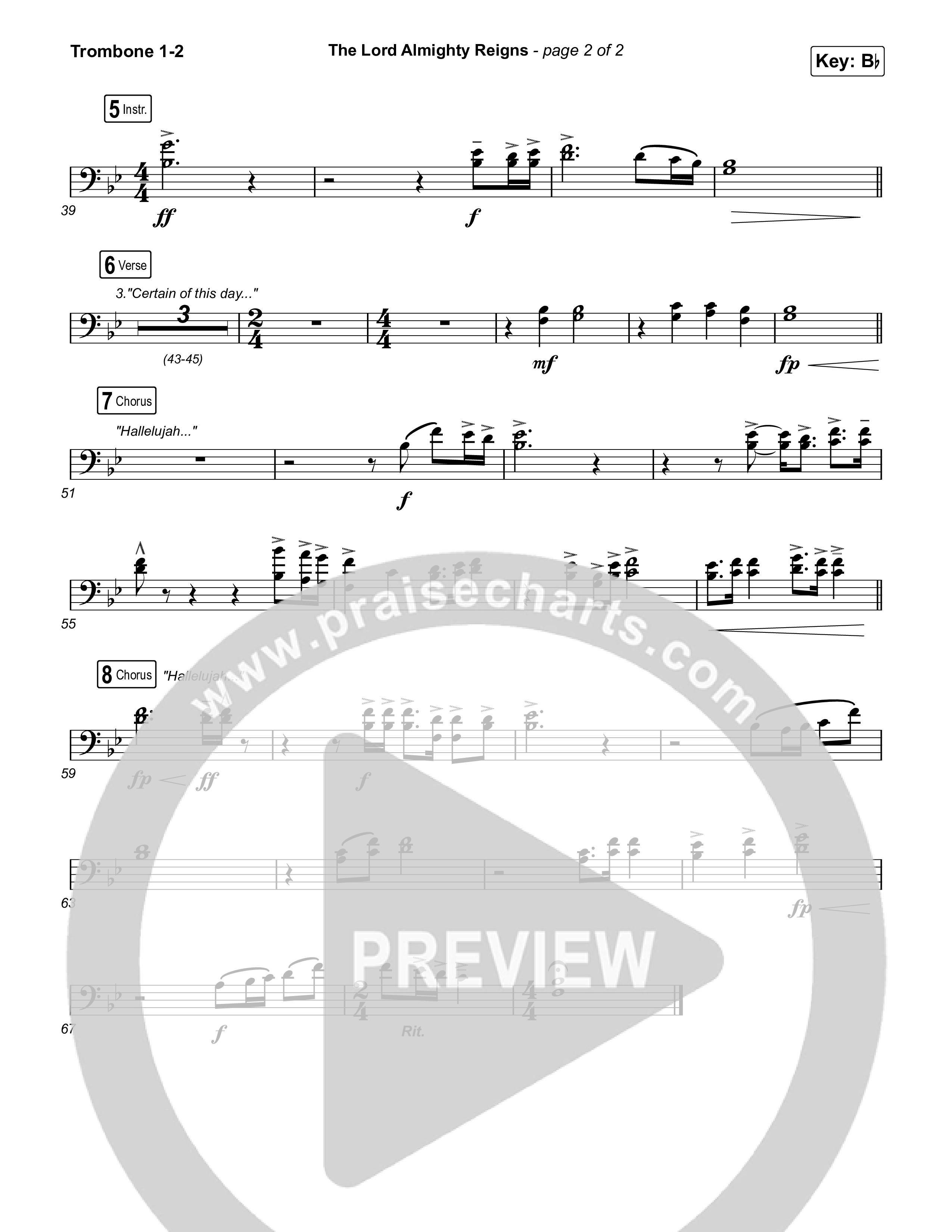 The Lord Almighty Reigns Trombone 1,2 (Matt Papa / Matt Boswell)