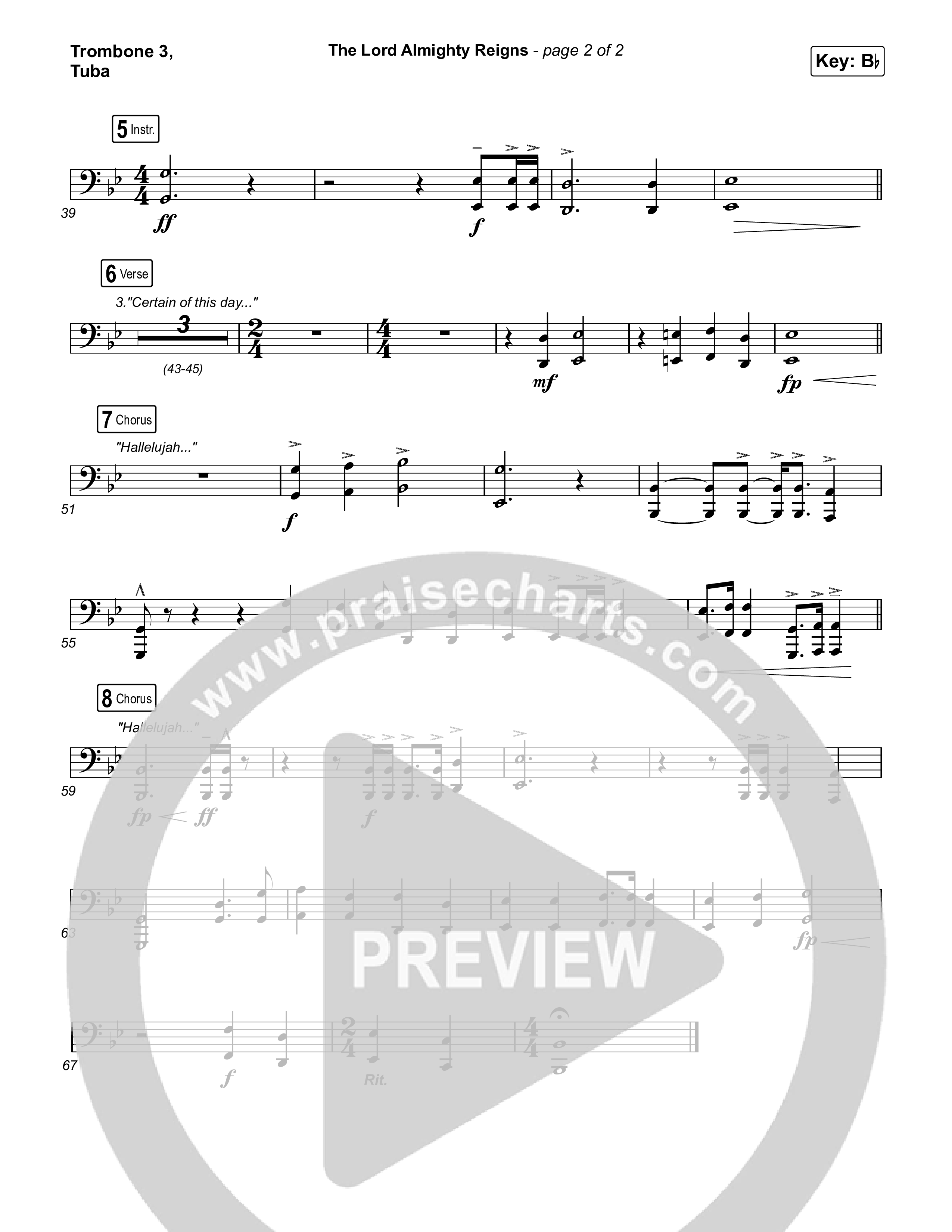 The Lord Almighty Reigns Trombone 3/Tuba (Matt Papa / Matt Boswell)