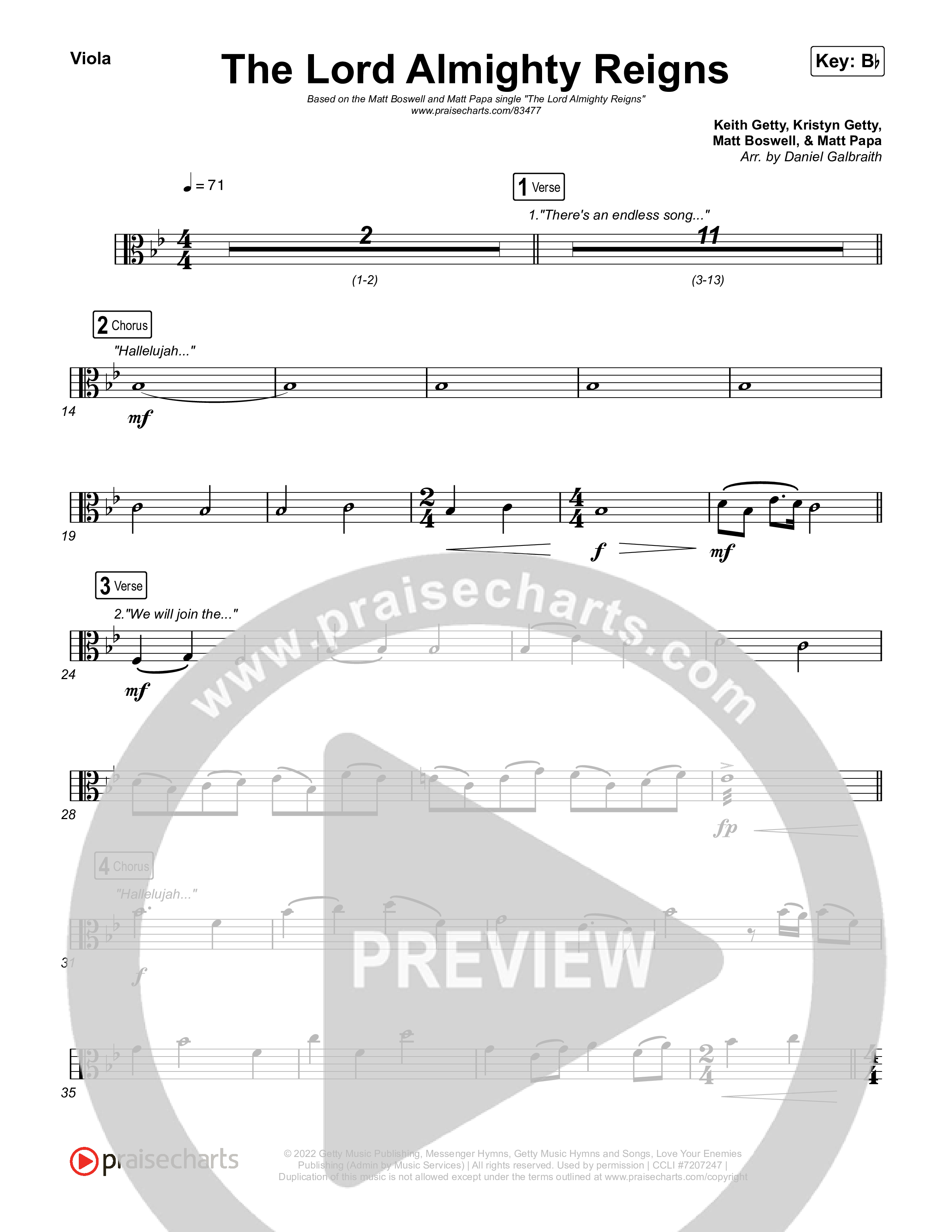 The Lord Almighty Reigns Viola (Matt Papa / Matt Boswell)