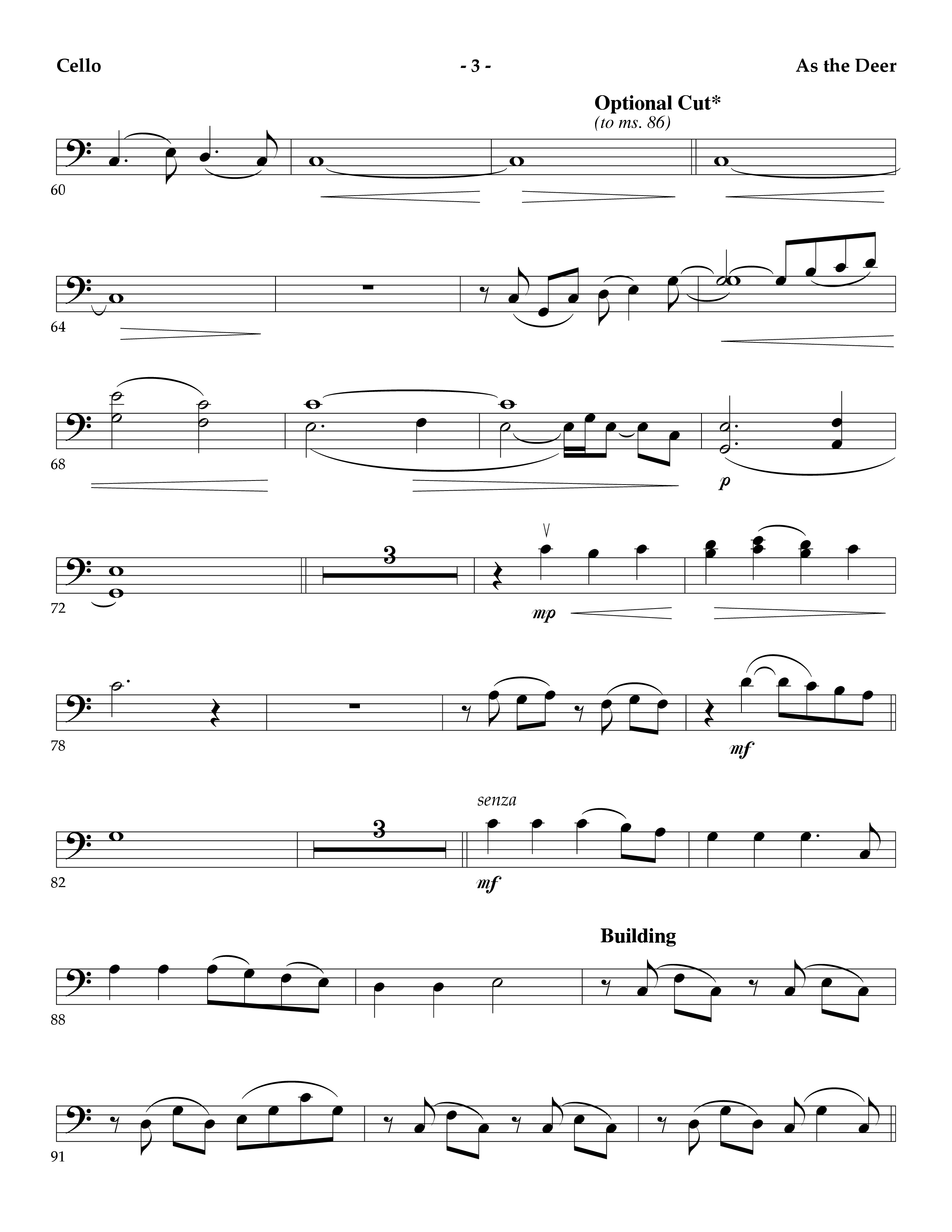 As The Deer (Instrumental) Cello (Lifeway Worship / Arr. Mark Johnson)