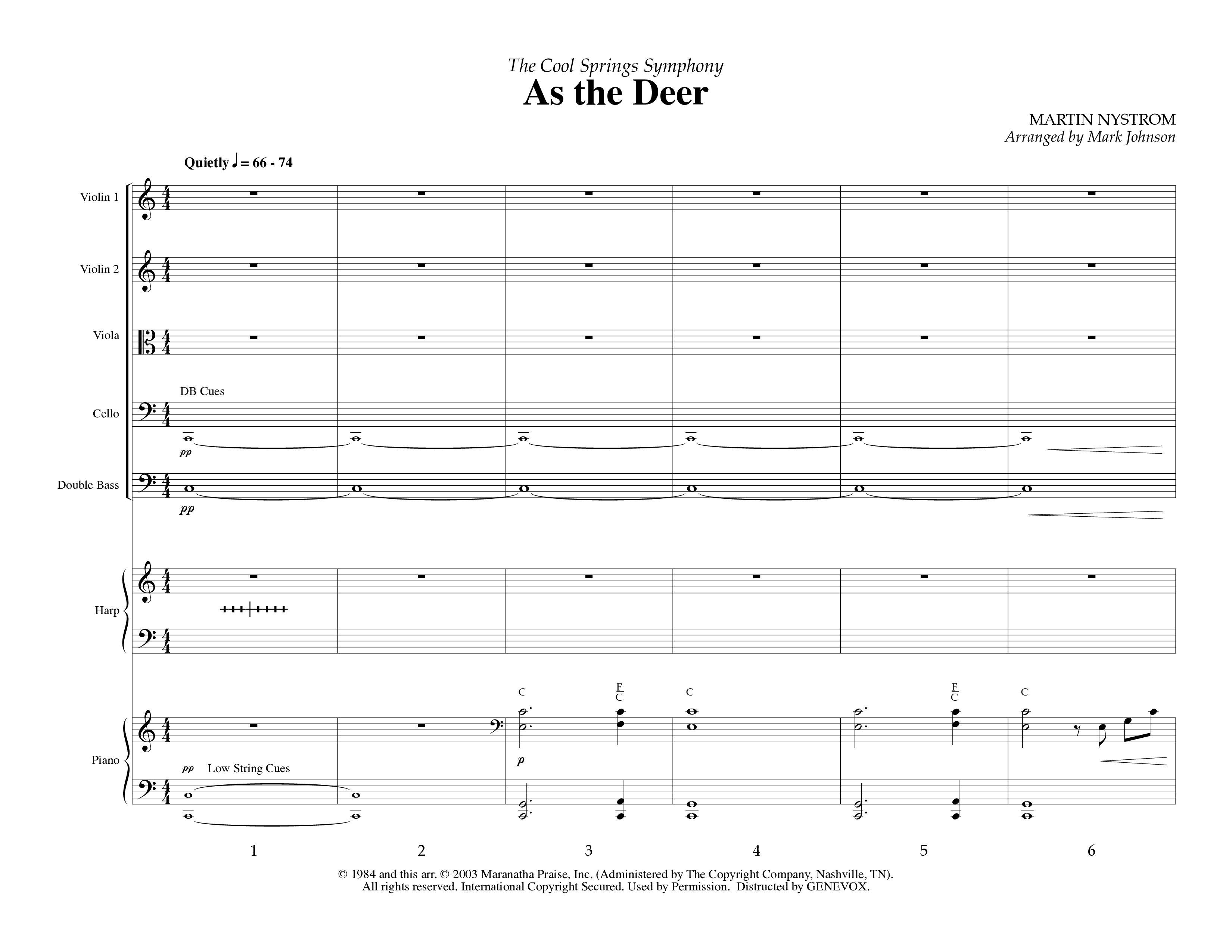 As The Deer (Instrumental) Conductor's Score (Lifeway Worship / Arr. Mark Johnson)