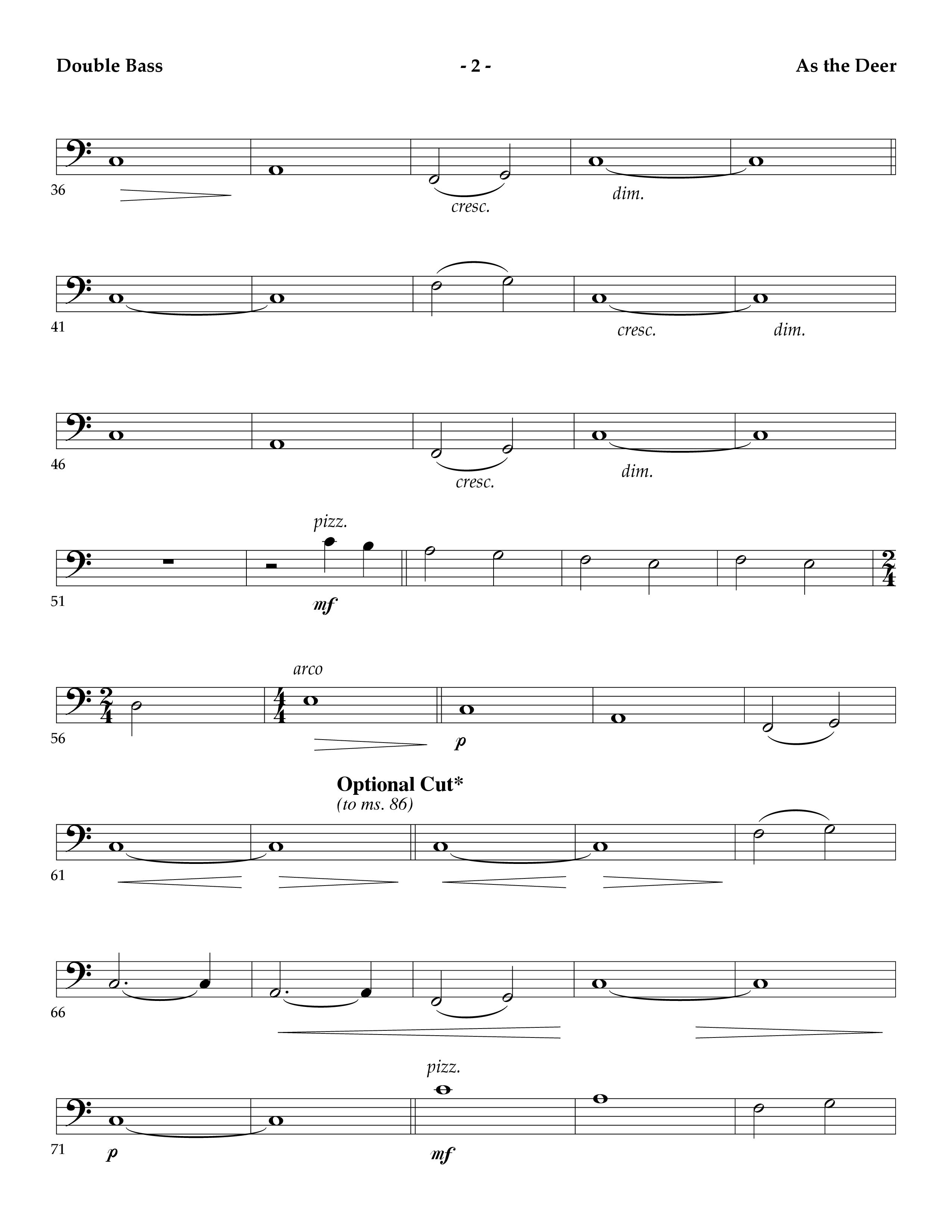 As The Deer (Instrumental) Double Bass (Lifeway Worship / Arr. Mark Johnson)