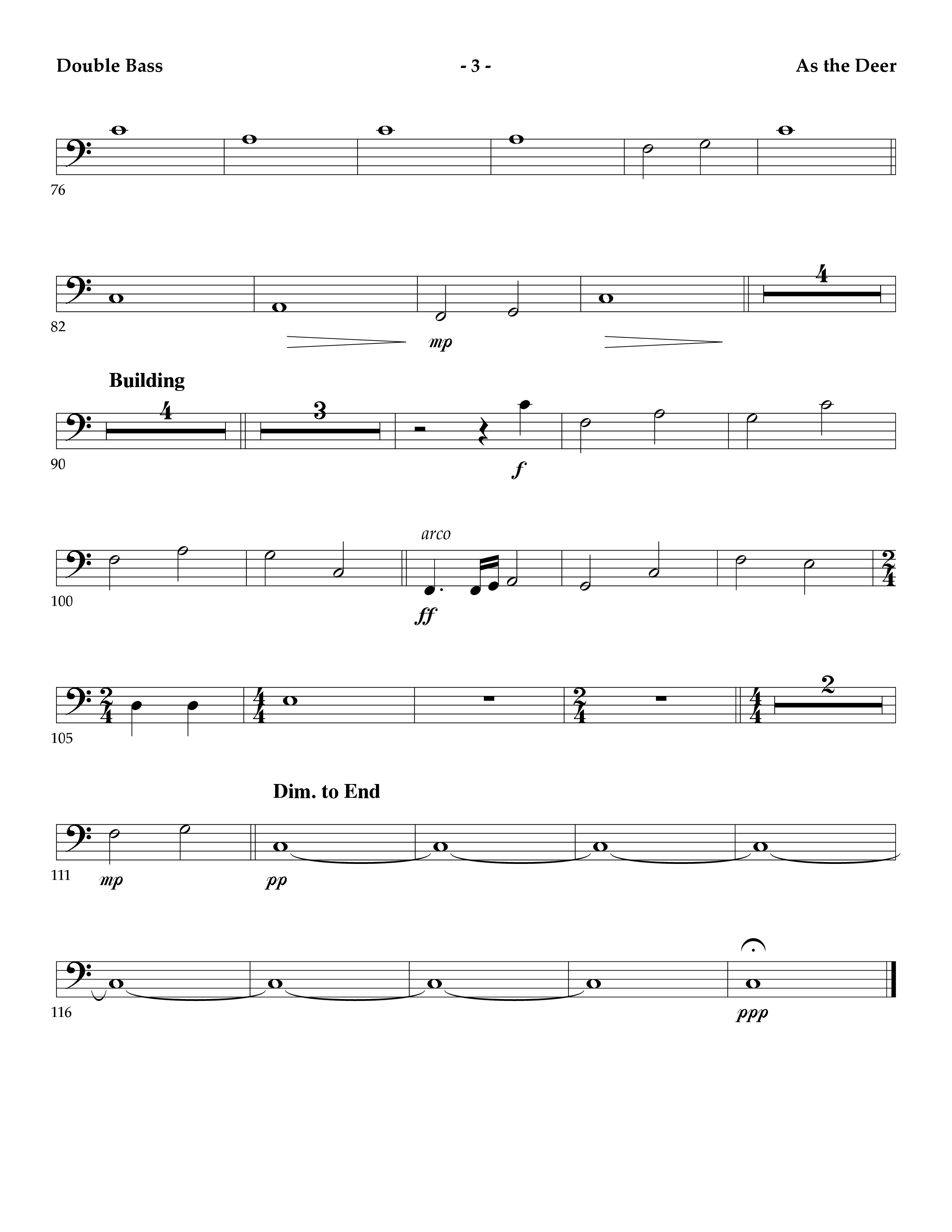 As The Deer (Instrumental) Double Bass (Lifeway Worship / Arr. Mark Johnson)