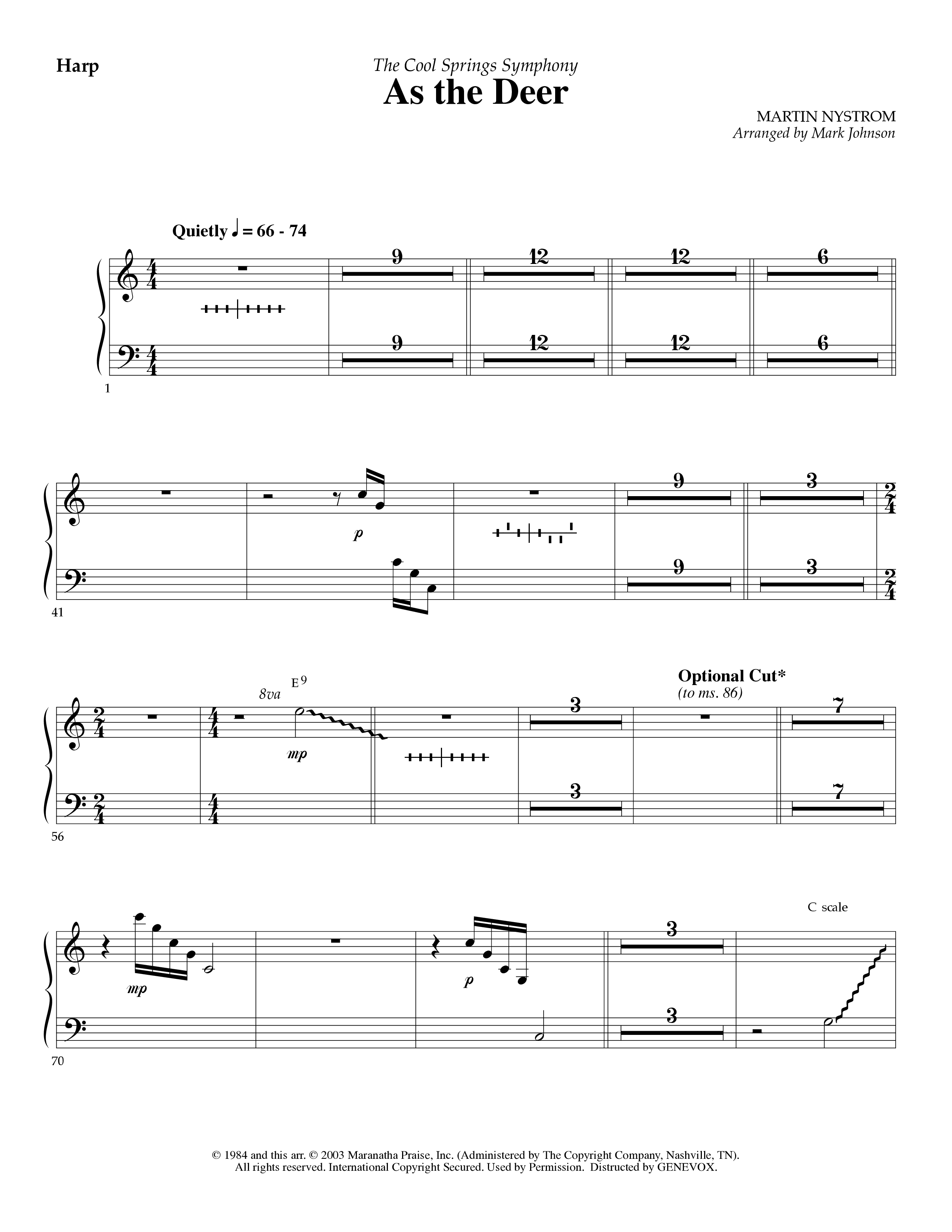 As The Deer (Instrumental) Harp (Lifeway Worship / Arr. Mark Johnson)