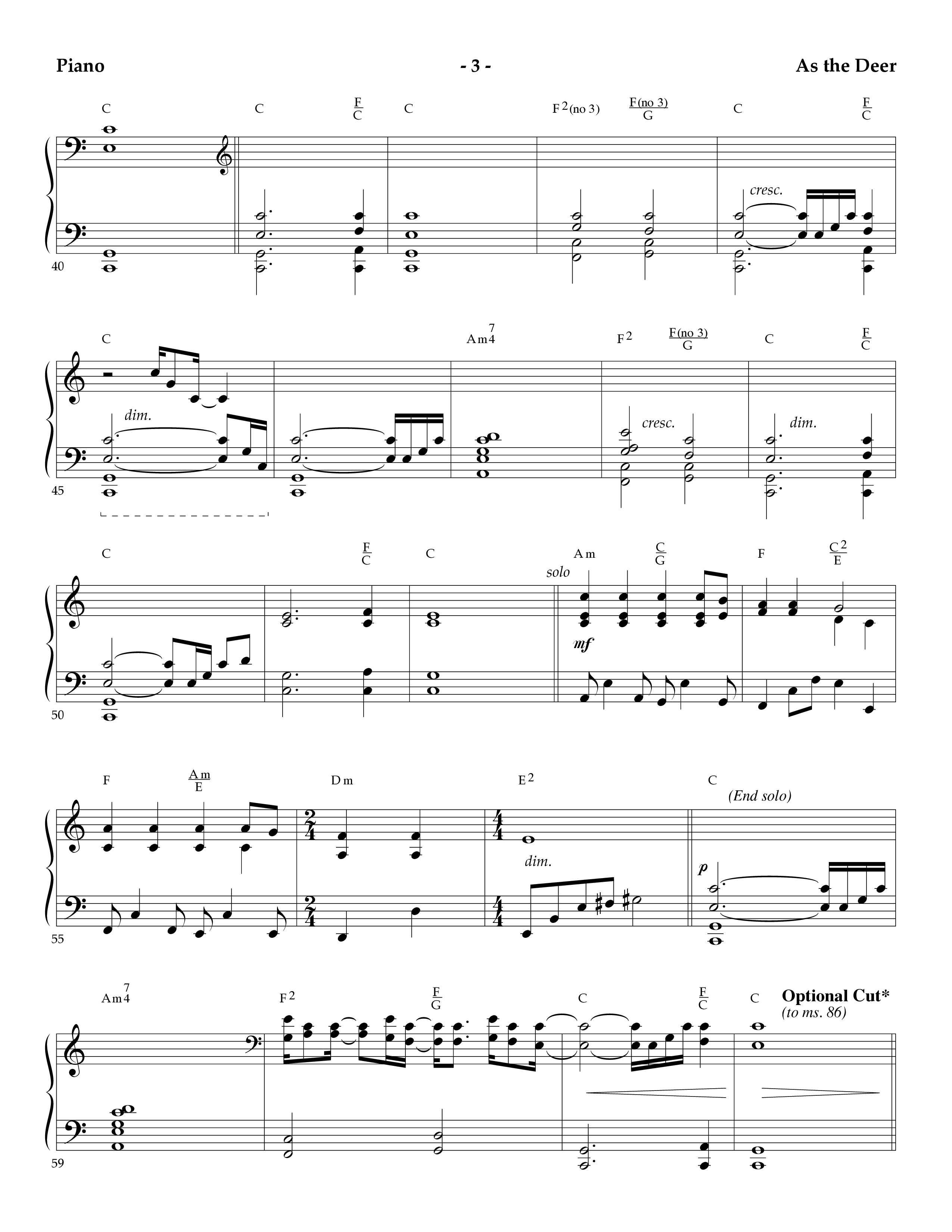As The Deer (Instrumental) Piano Sheet (Lifeway Worship / Arr. Mark Johnson)