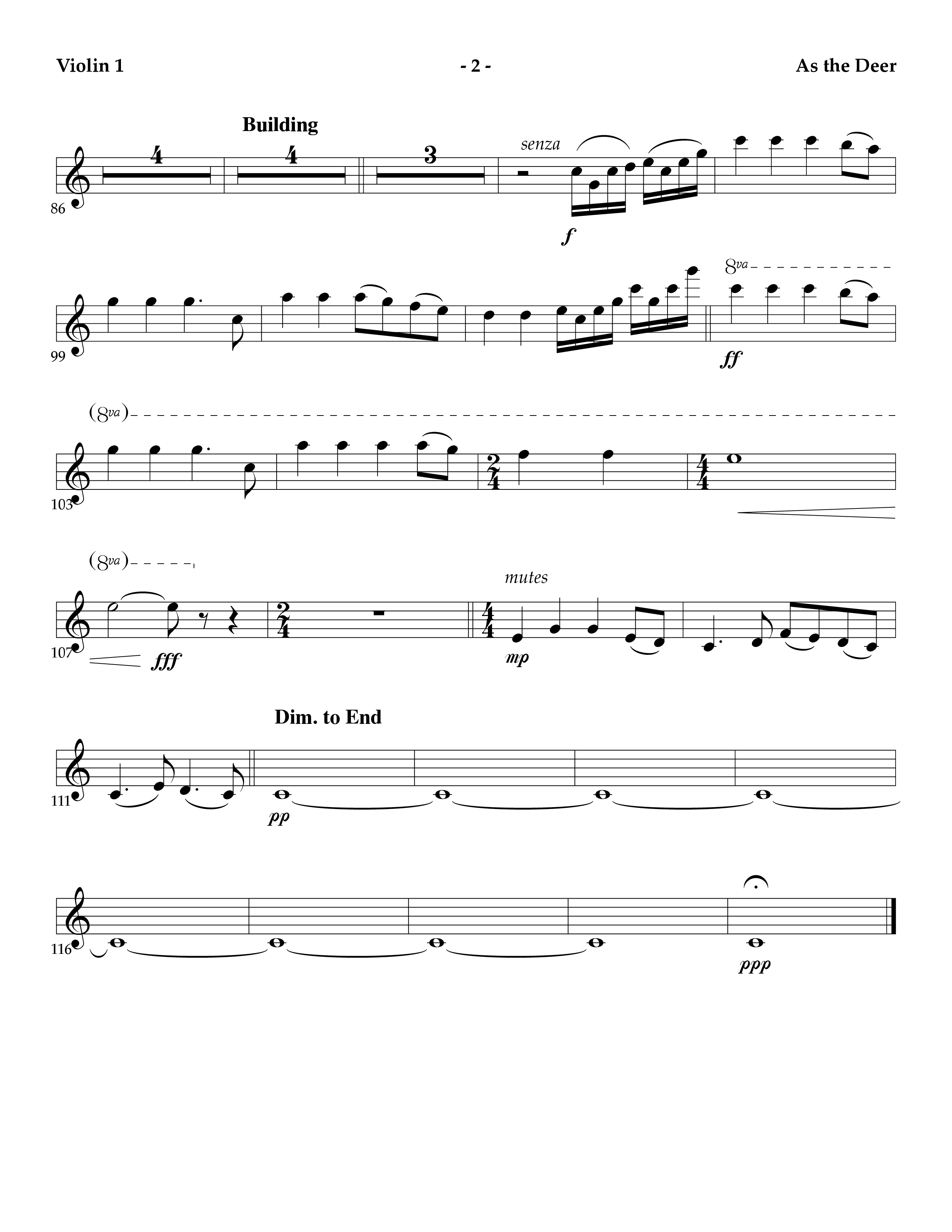 As The Deer (Instrumental) Violin 1 (Lifeway Worship / Arr. Mark Johnson)