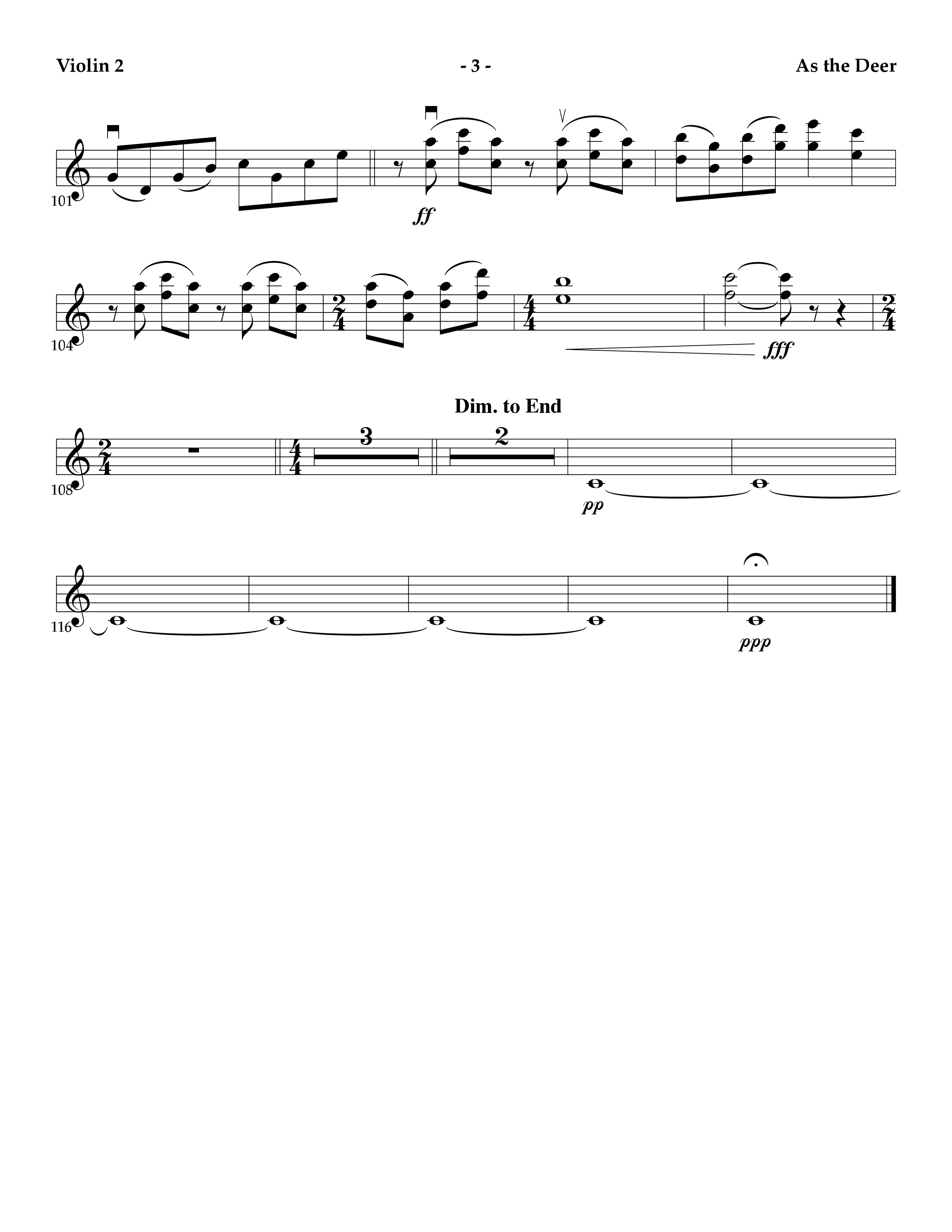 As The Deer (Instrumental) Violin 2 (Lifeway Worship / Arr. Mark Johnson)