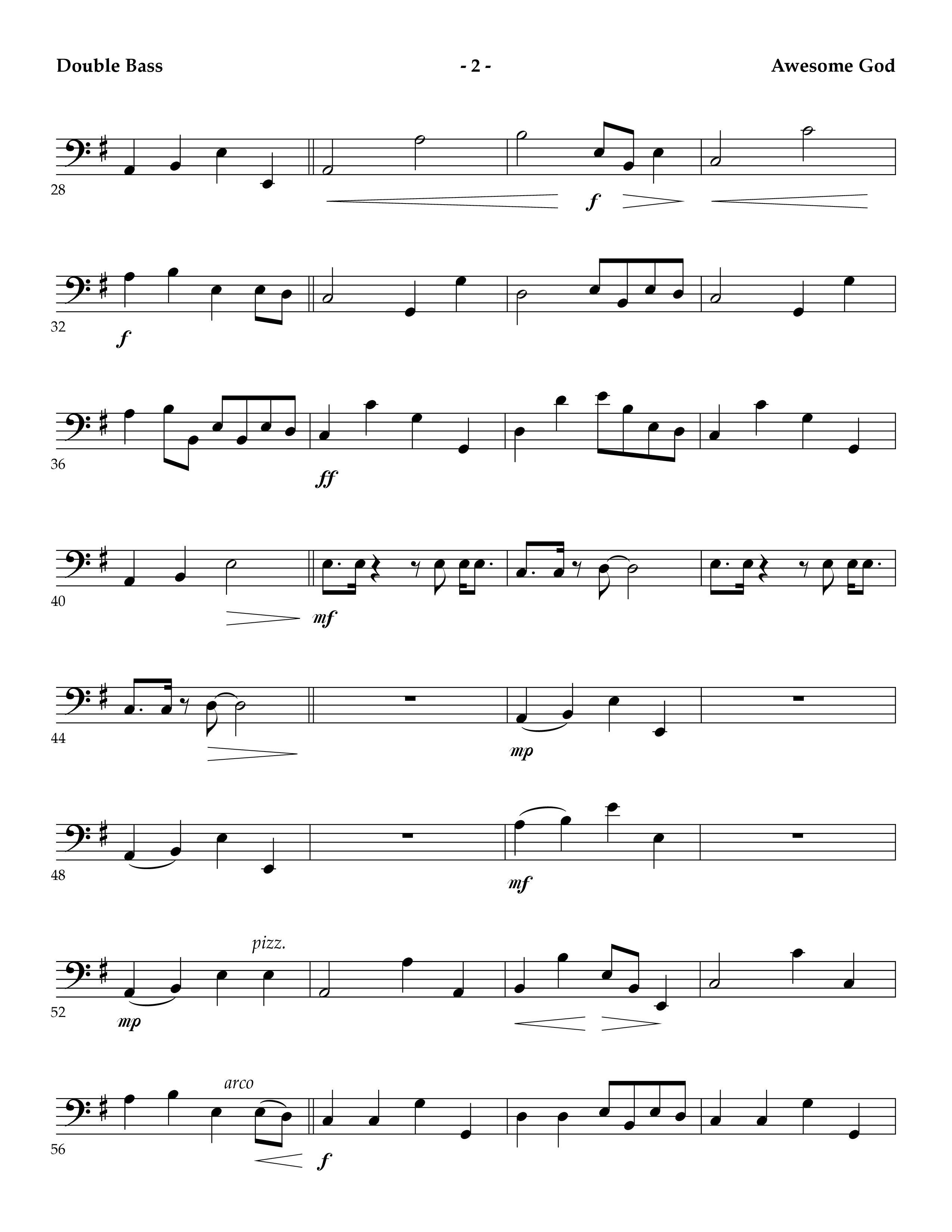 Awesome God (Instrumental) Double Bass (Lifeway Worship / Arr. Mark Johnson)