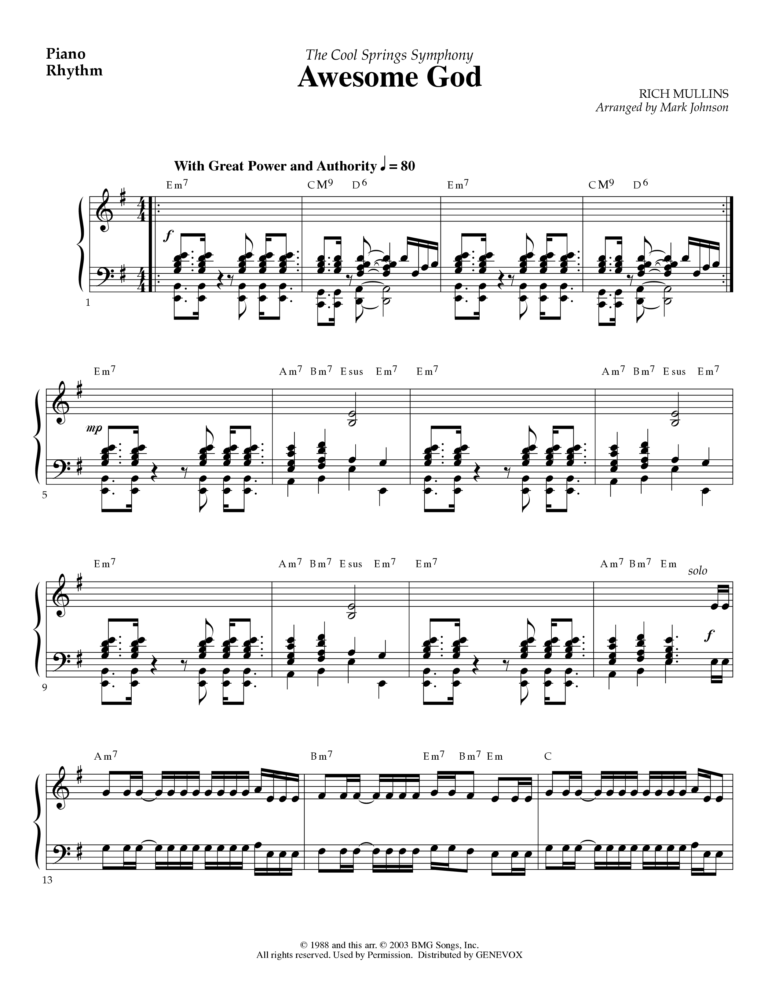 Awesome God (Instrumental) Piano Sheet (Lifeway Worship / Arr. Mark Johnson)
