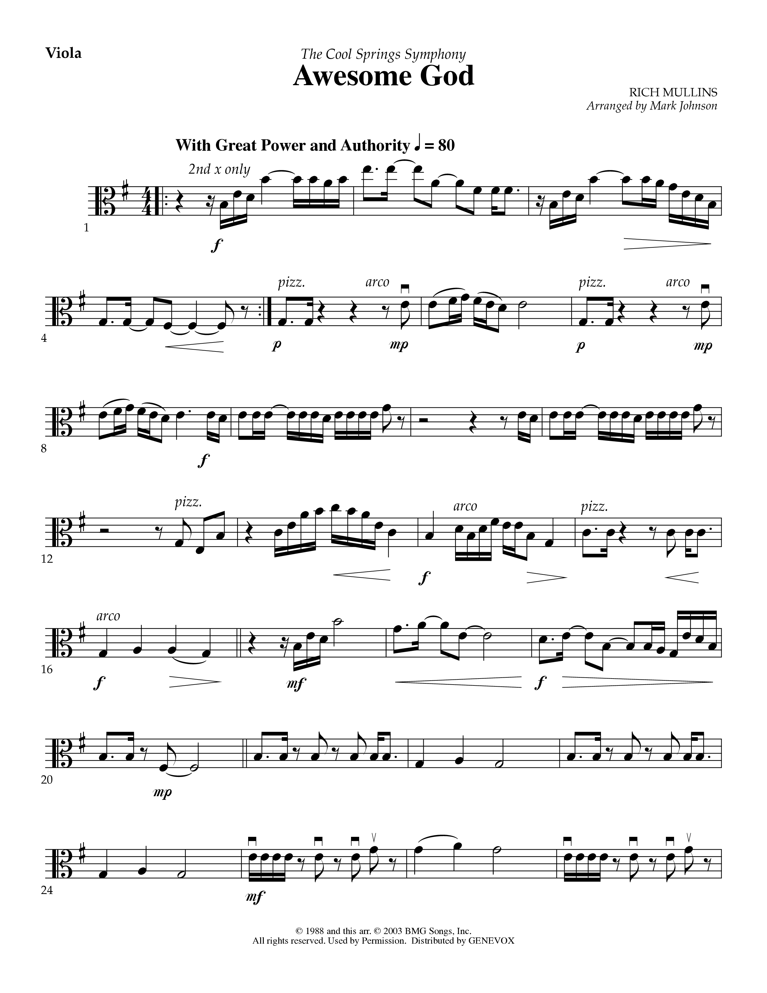 Awesome God (Instrumental) Viola (Lifeway Worship / Arr. Mark Johnson)