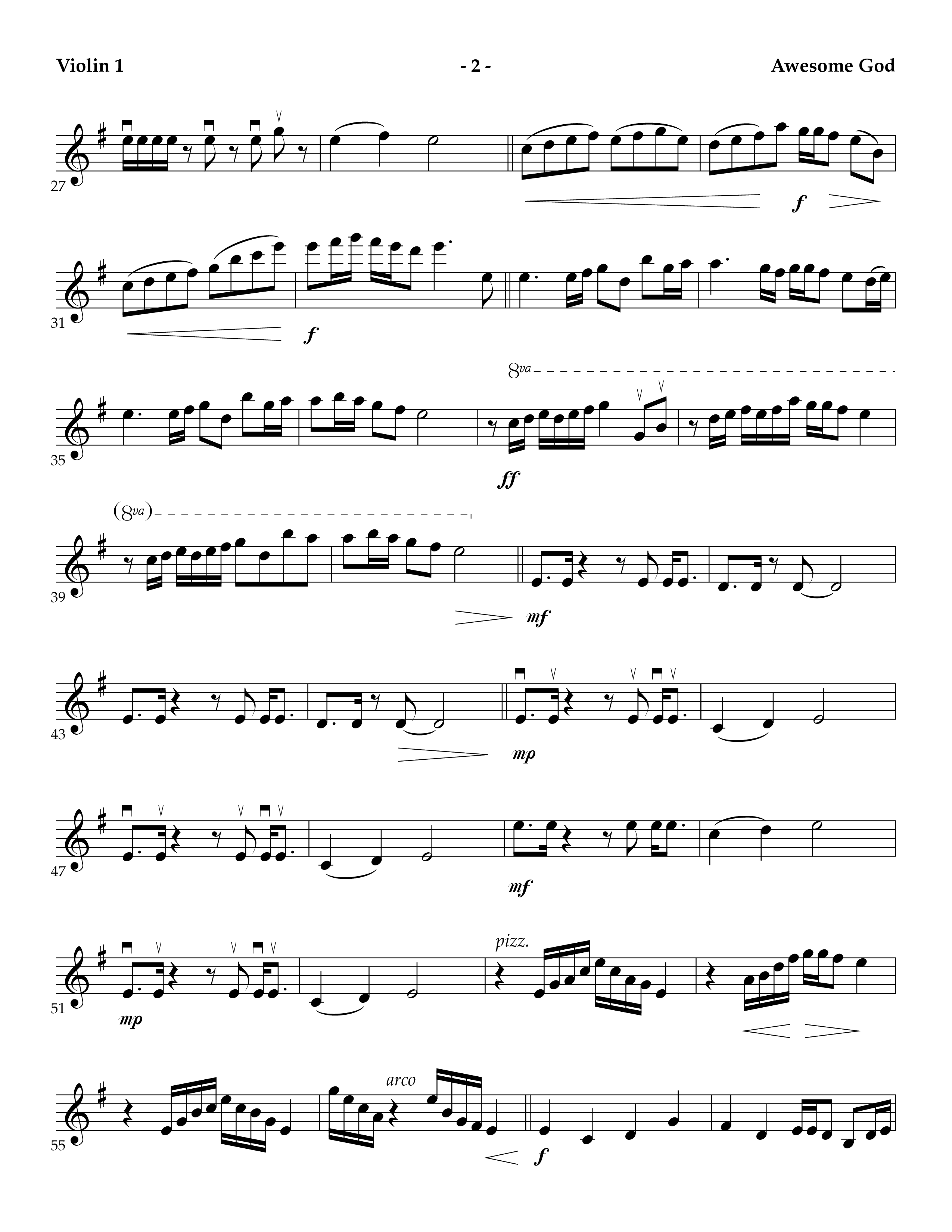 Awesome God (Instrumental) Violin 1 (Lifeway Worship / Arr. Mark Johnson)